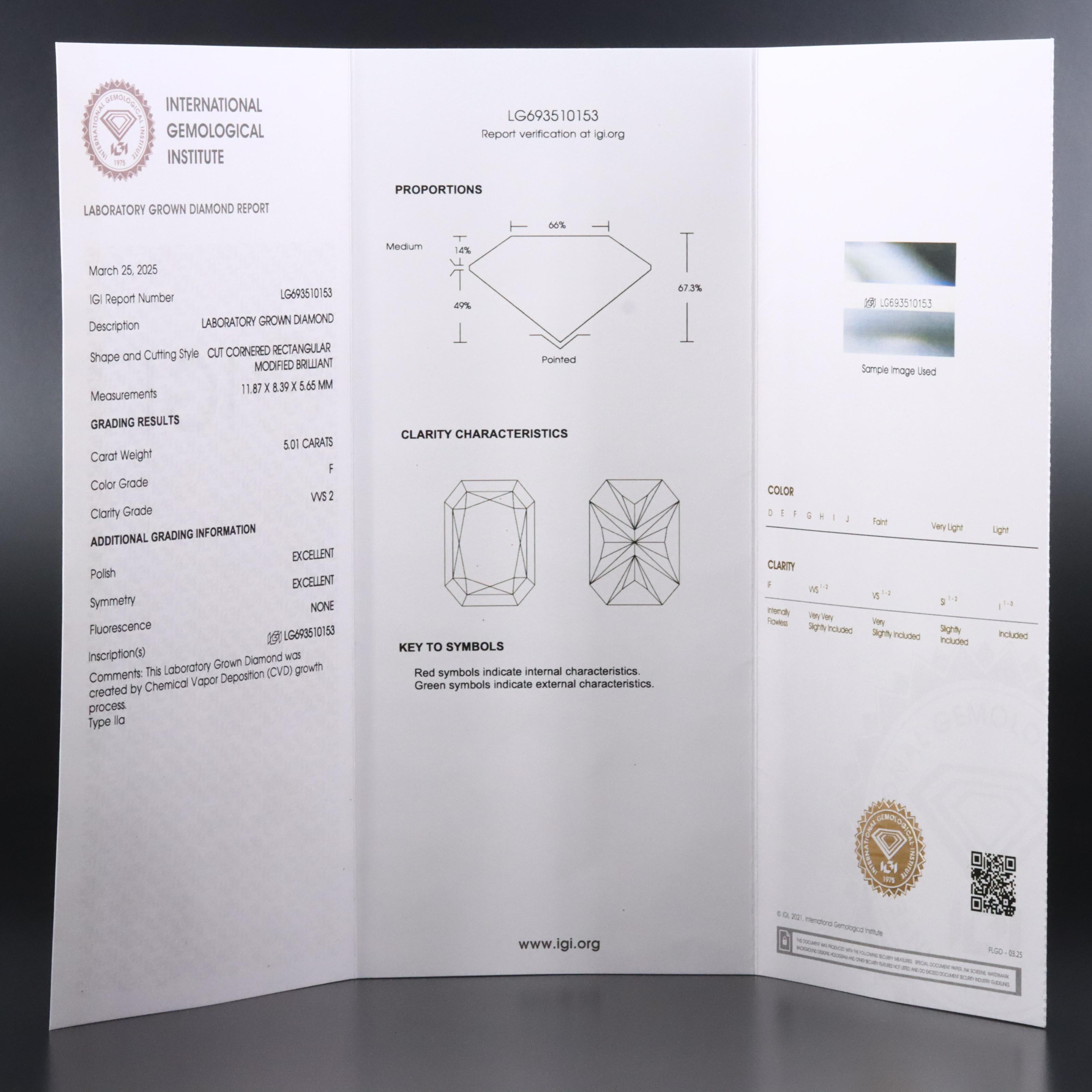 18K 5.24 CTW Lab Grown Diamond Ring with IGI Report