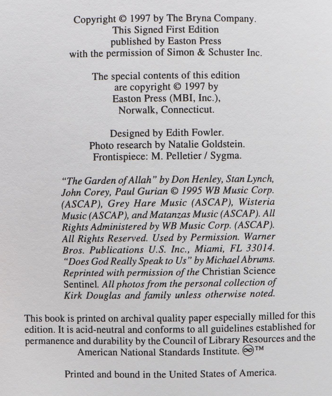 Signed Limited First Edition "Climbing the Mountain" by Kirk Douglas, 1997