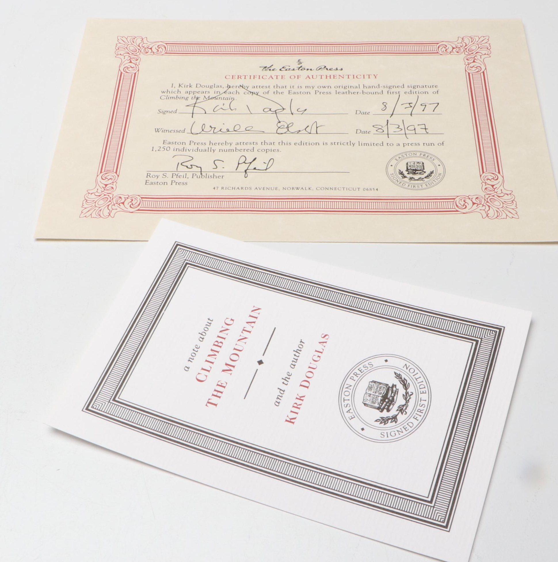 Signed Limited First Edition "Climbing the Mountain" by Kirk Douglas, 1997