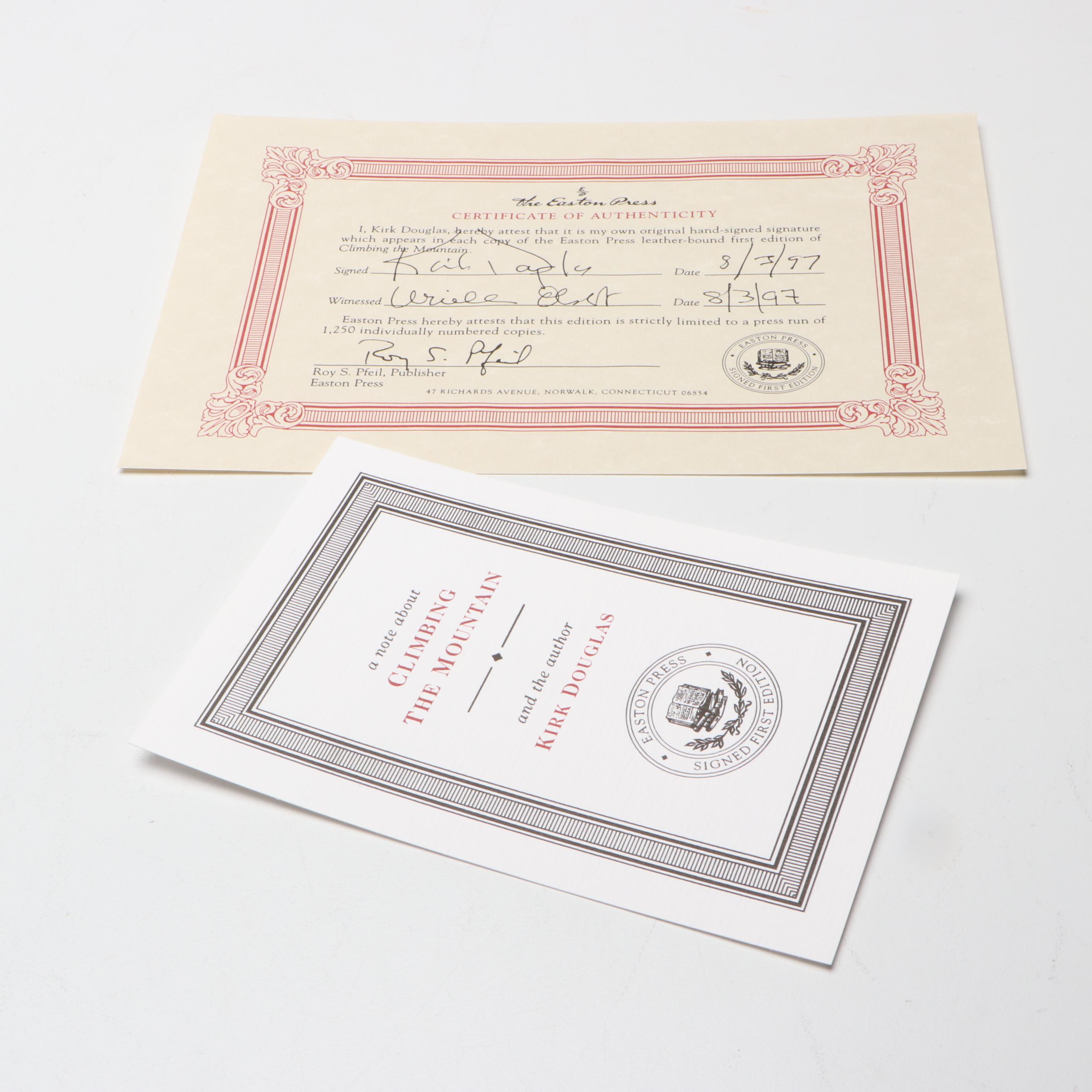 Signed Limited First Edition "Climbing the Mountain" by Kirk Douglas, 1997