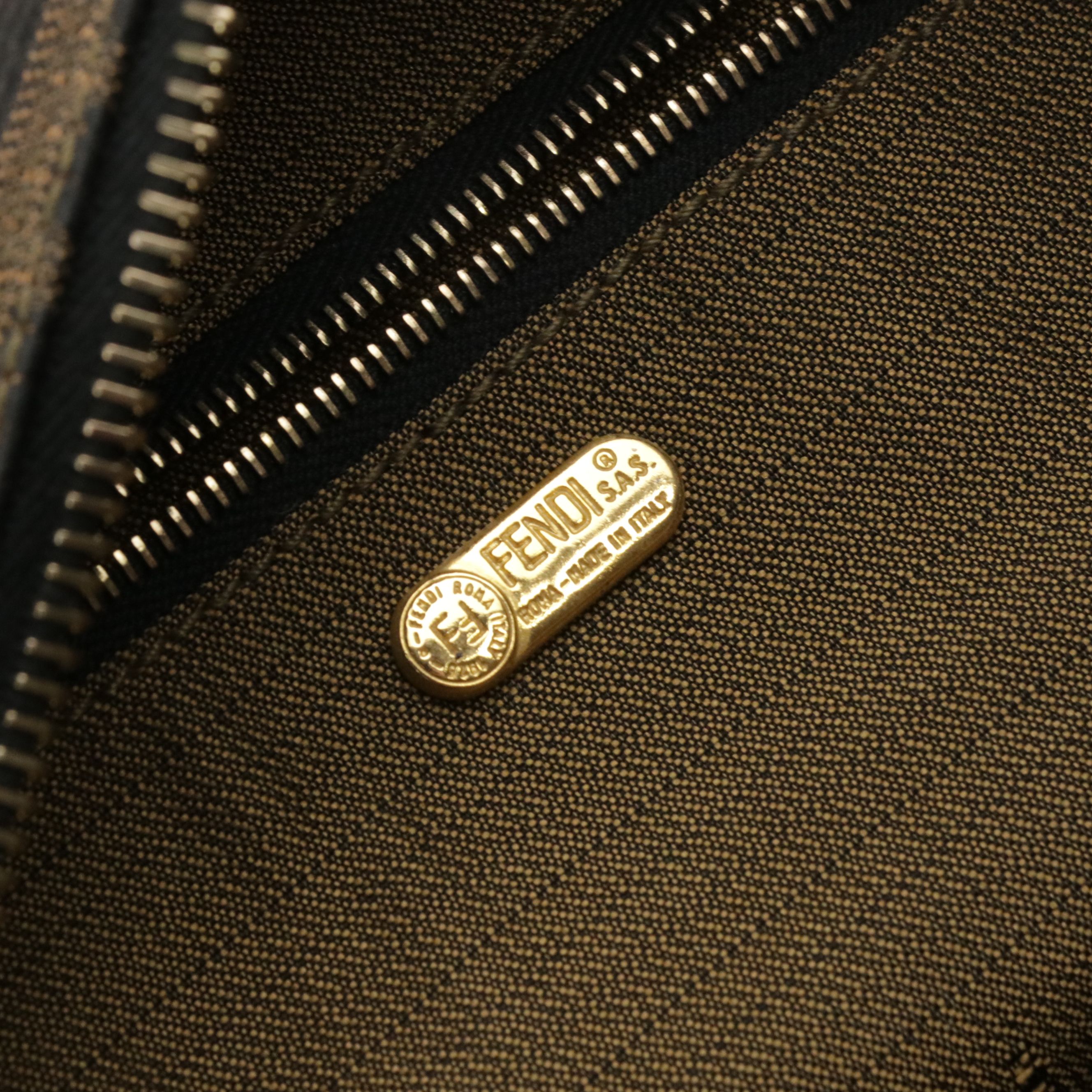 Fendi Locking Top Handle Bag in Zucca Jacquard Canvas and Leather