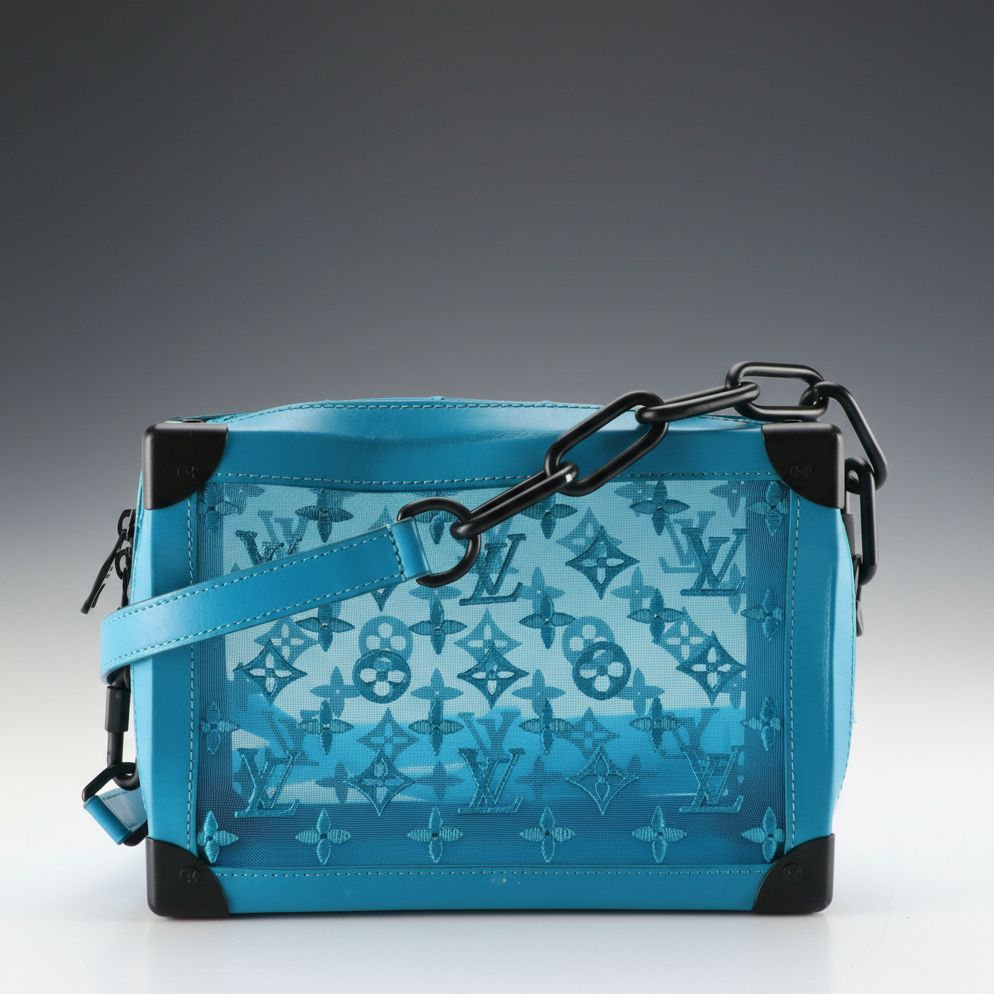 Louis Vuitton Trunk Crossbody Bag in Blue See-Through Monogram Mesh and Leather