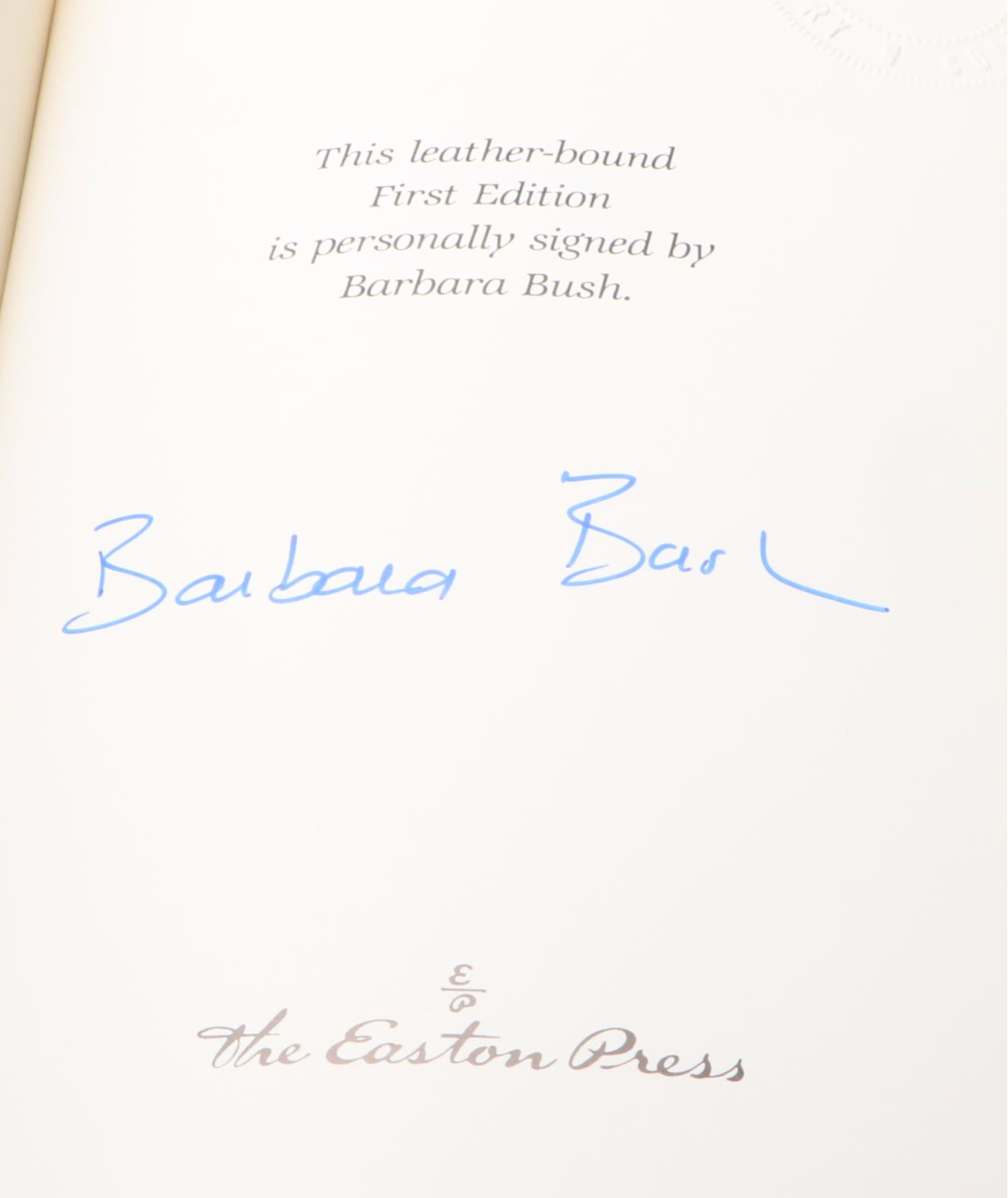 Signed First Edition "Barbara Bush: A Memoir" by Barbara Bush, 1994