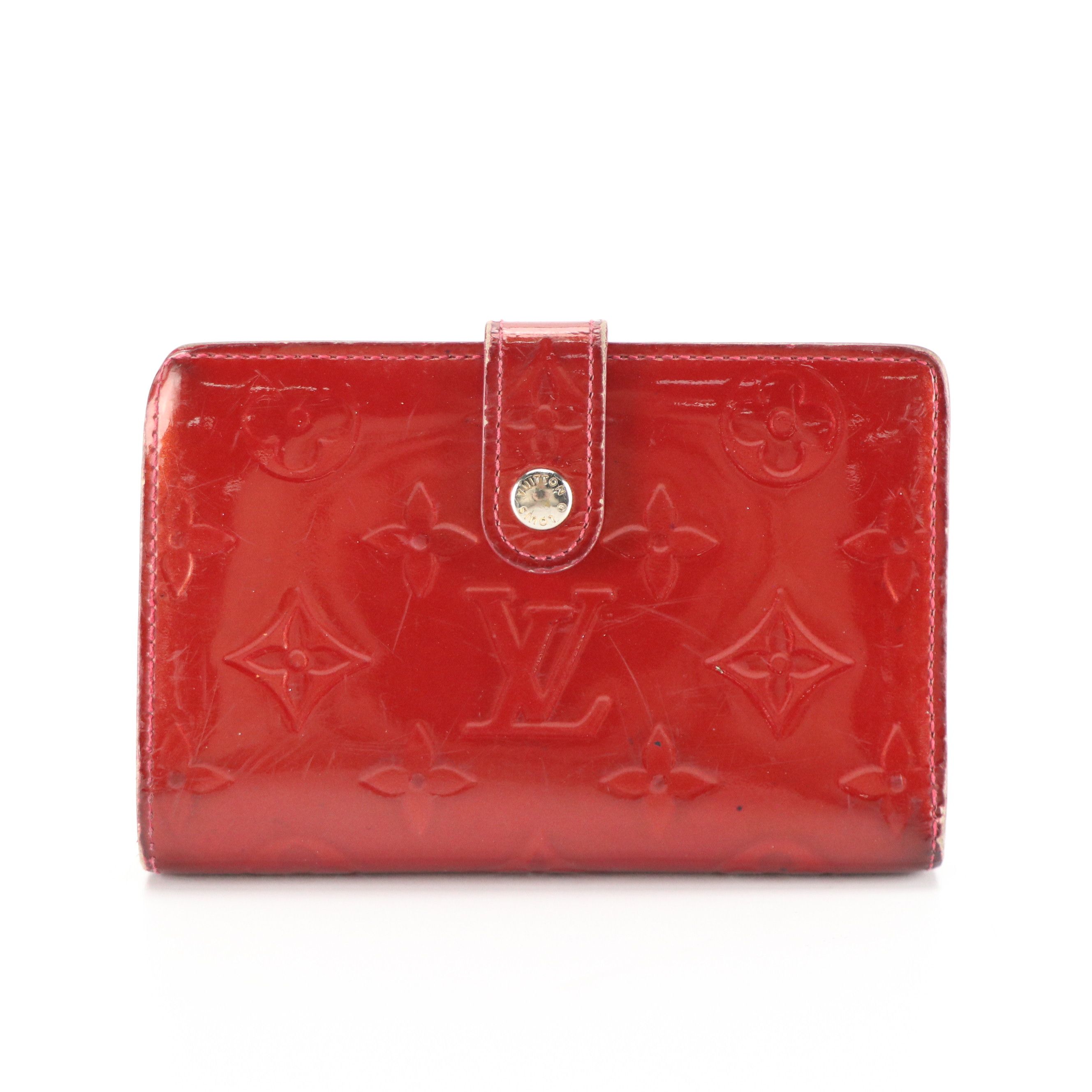 Louis Vuitton Porte-Monnaie Billets Viennois in Red Monogram Vernis Leather