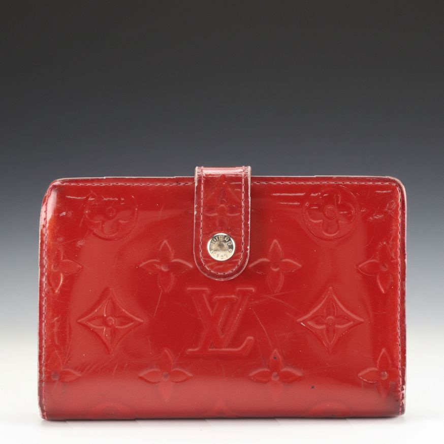 Louis Vuitton Porte-Monnaie Billets Viennois in Red Monogram Vernis Leather