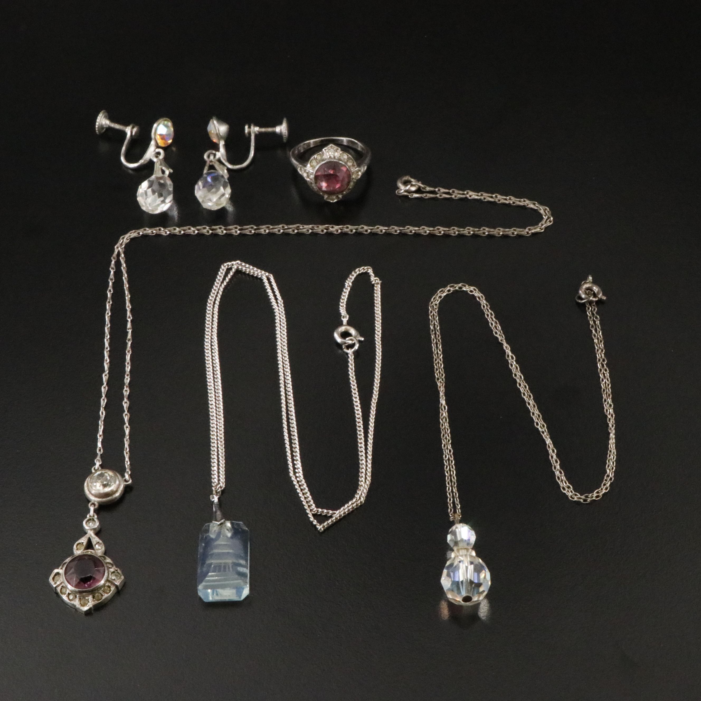 Vintage Jewelry Featuring Sterling, Rhinestones and Glass