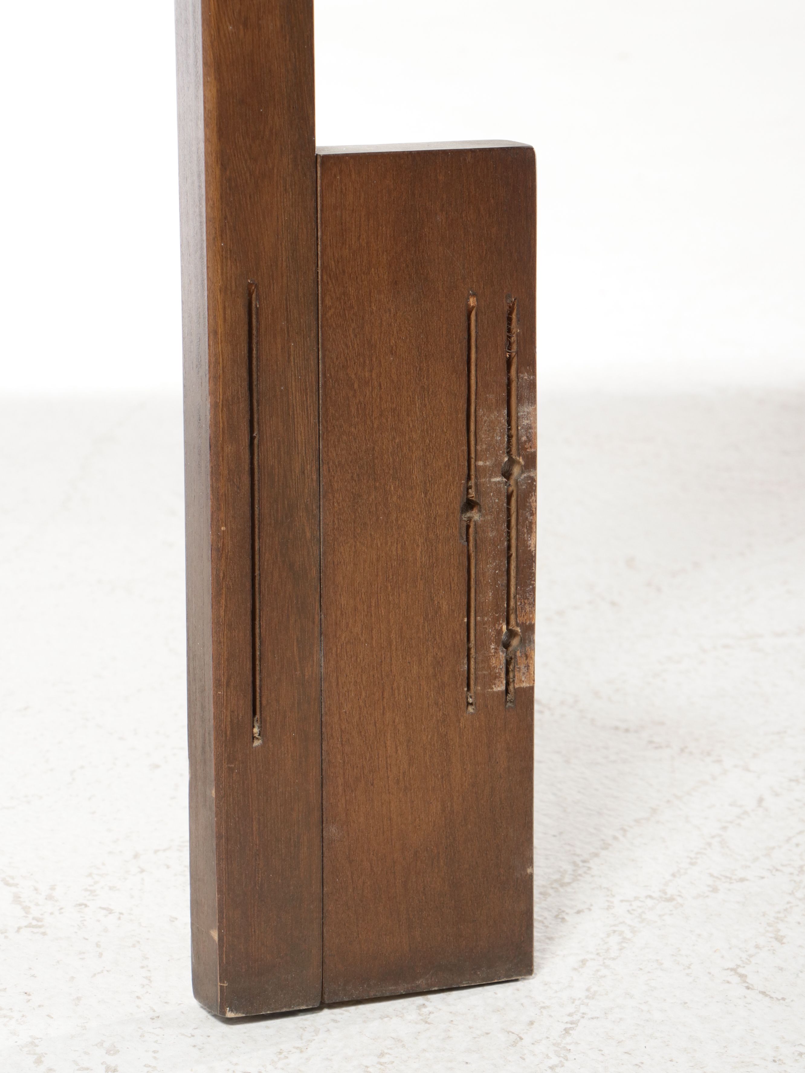 Mid Century Modern Sculpted Walnut Queen Headboard with Nightstand