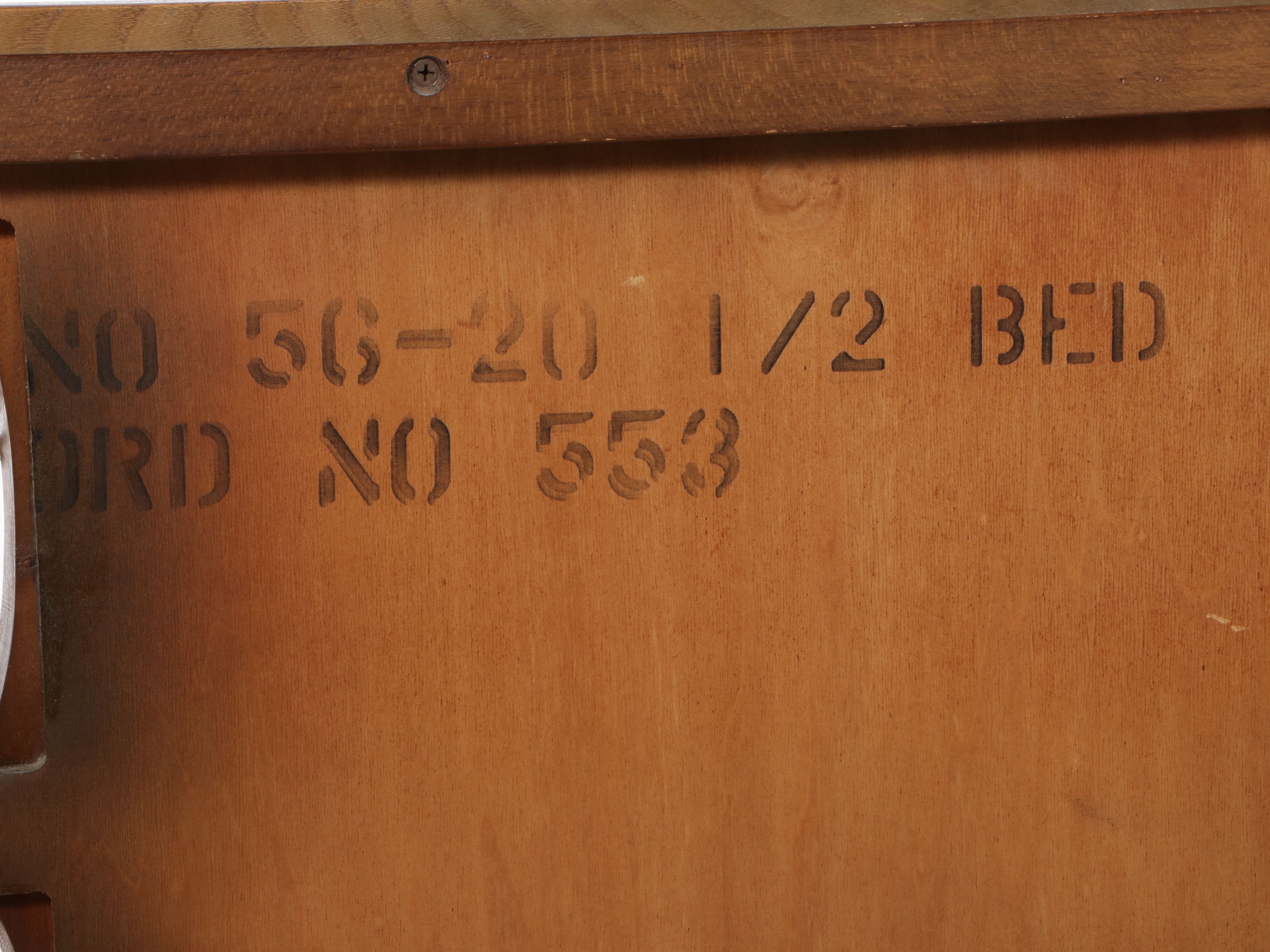 Mid Century Modern Sculpted Walnut Queen Headboard with Nightstand