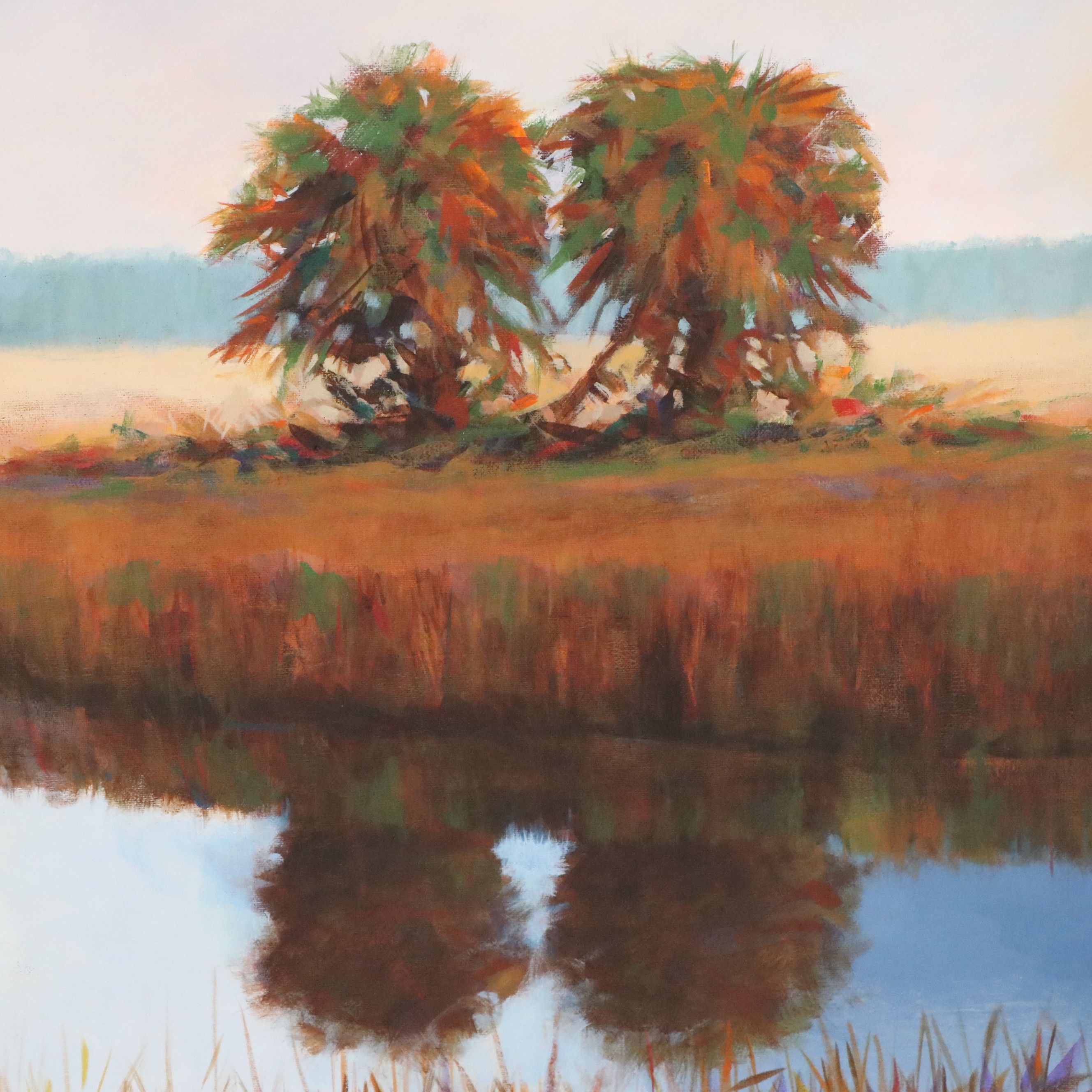 Large-Scale Florida Marsh Landscape Oil Painting