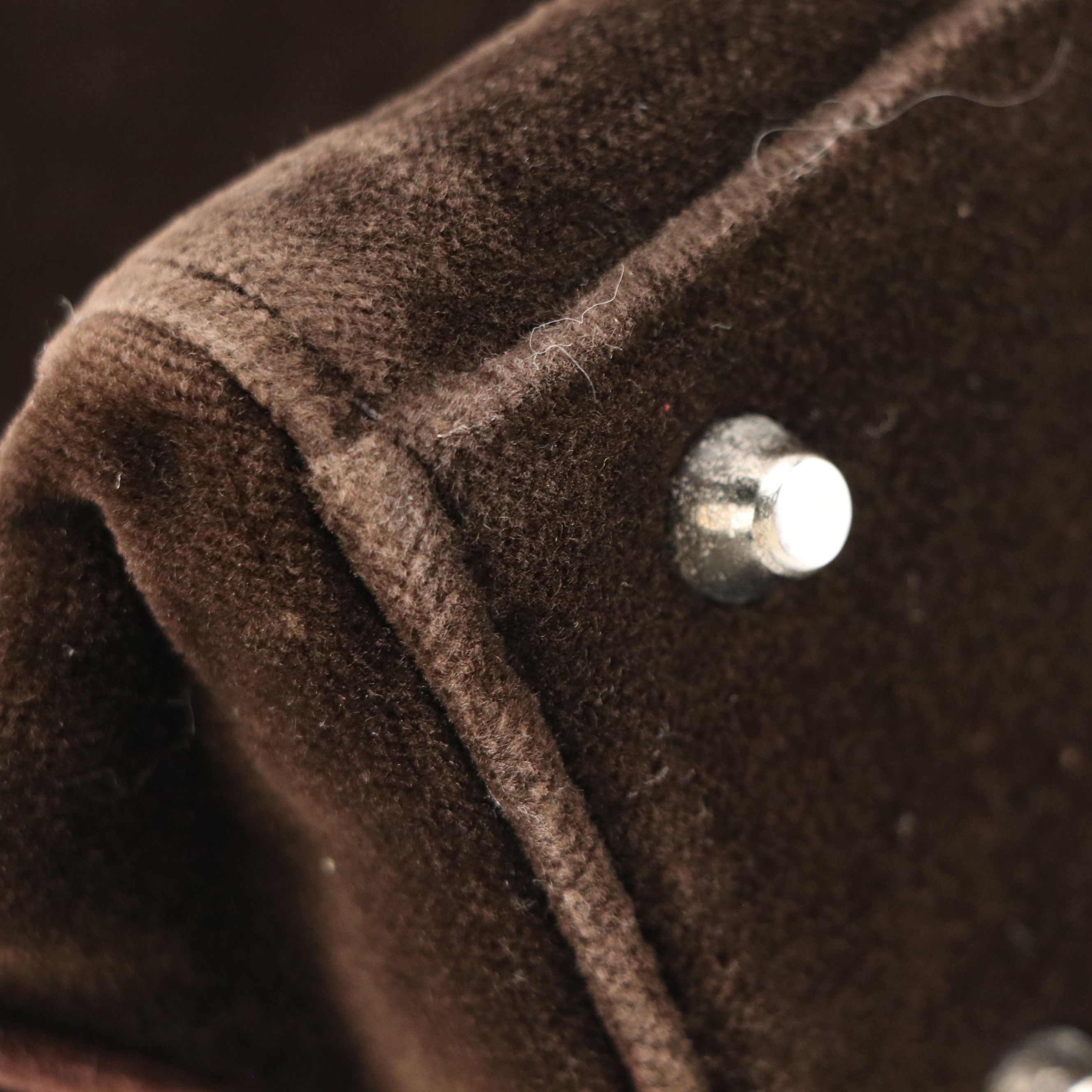 Prada Domed Zip-Top Handbag in Chocolate Brown Velour and Calfskin Trim