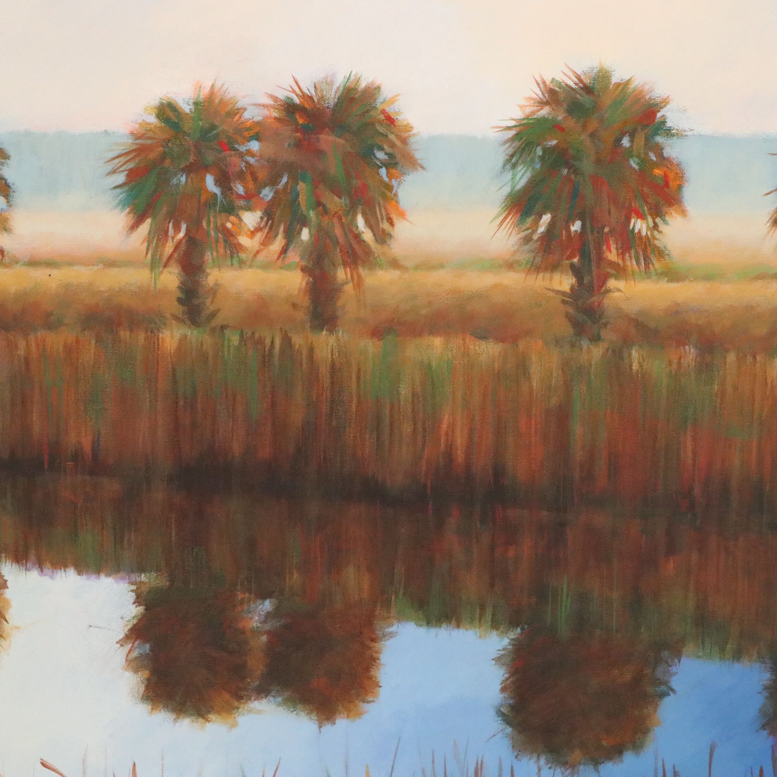 Large-Scale Florida Marsh Landscape Oil Painting
