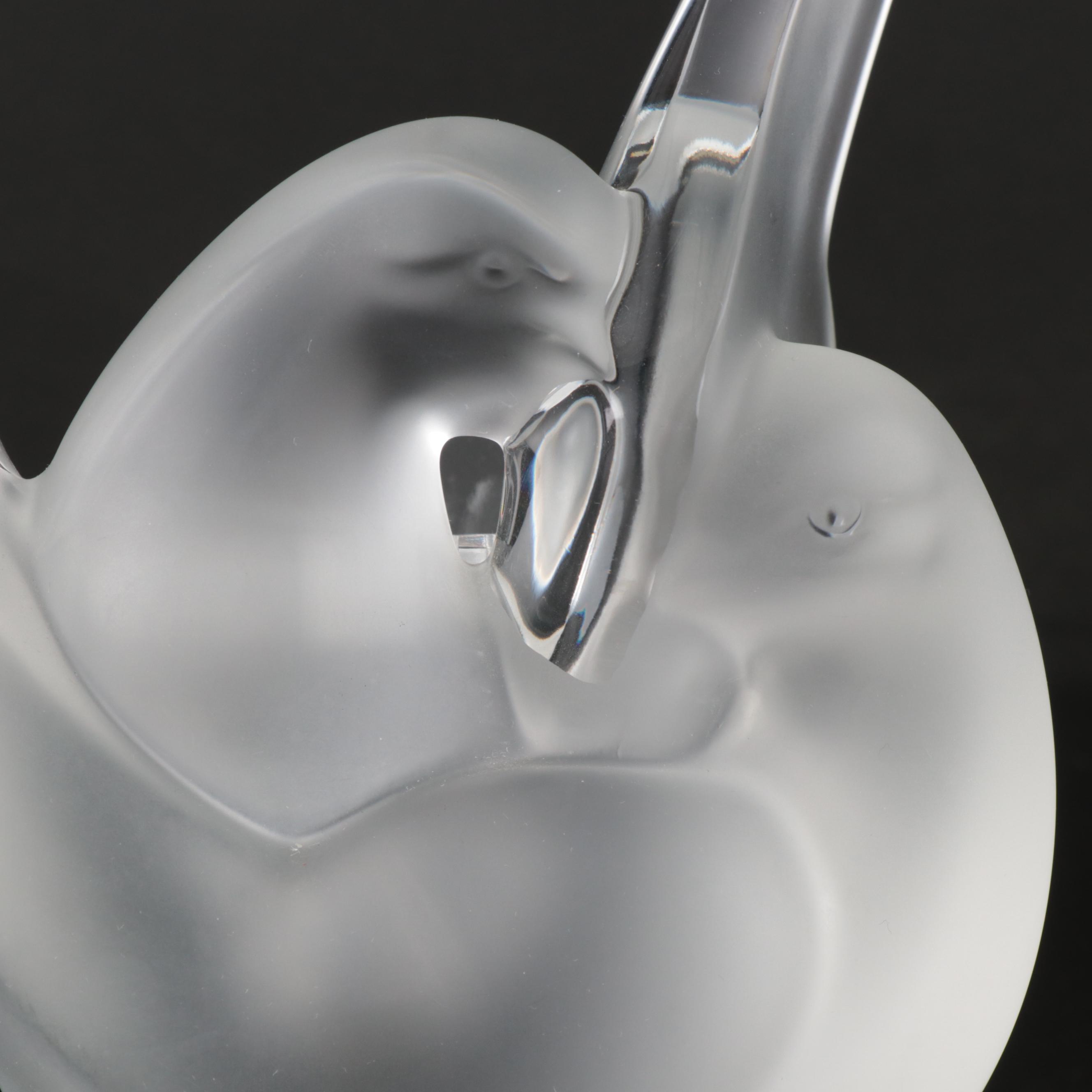 Lalique "Sylvie" Frosted Crystal Vase with Flower Frog