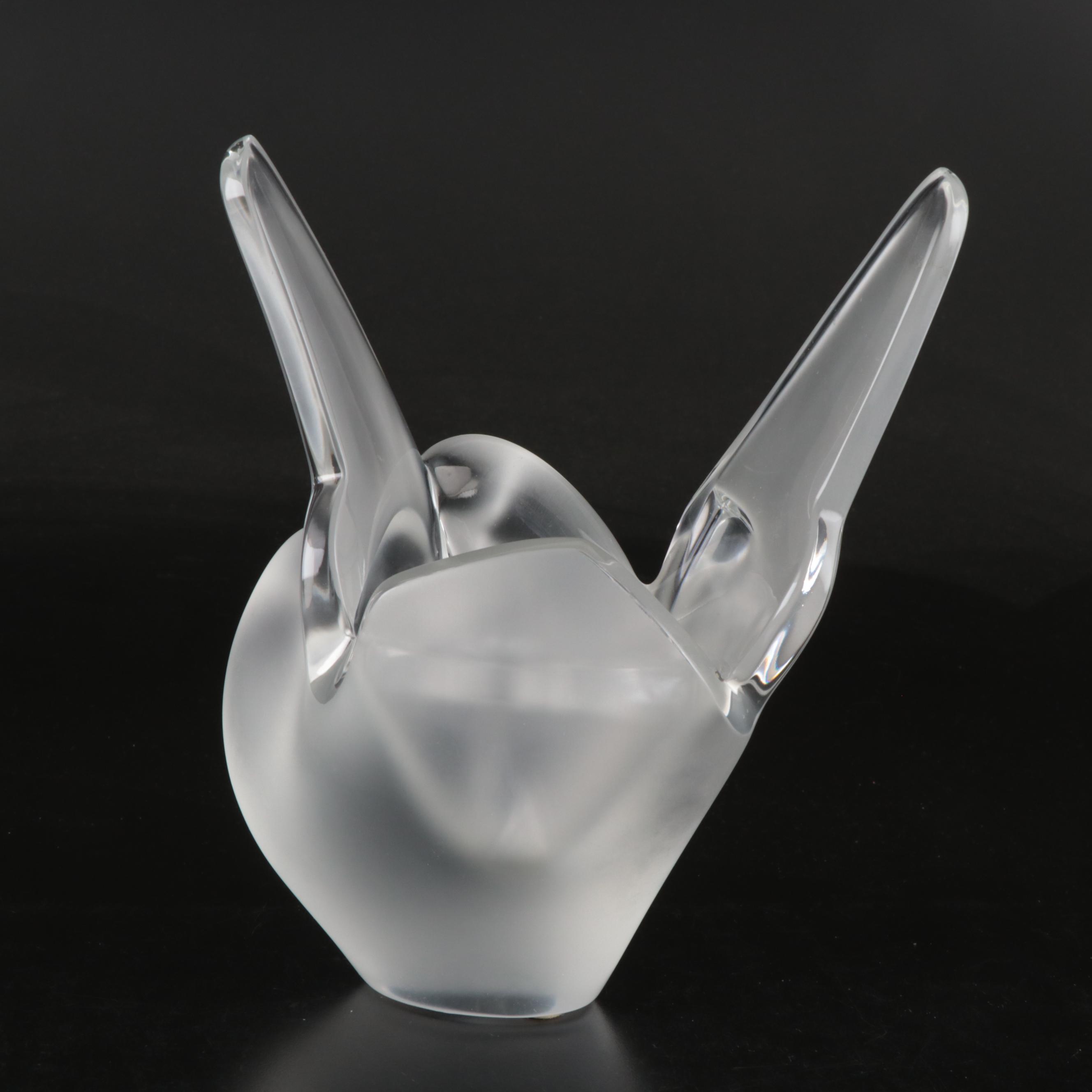 Lalique "Sylvie" Frosted Crystal Vase with Flower Frog