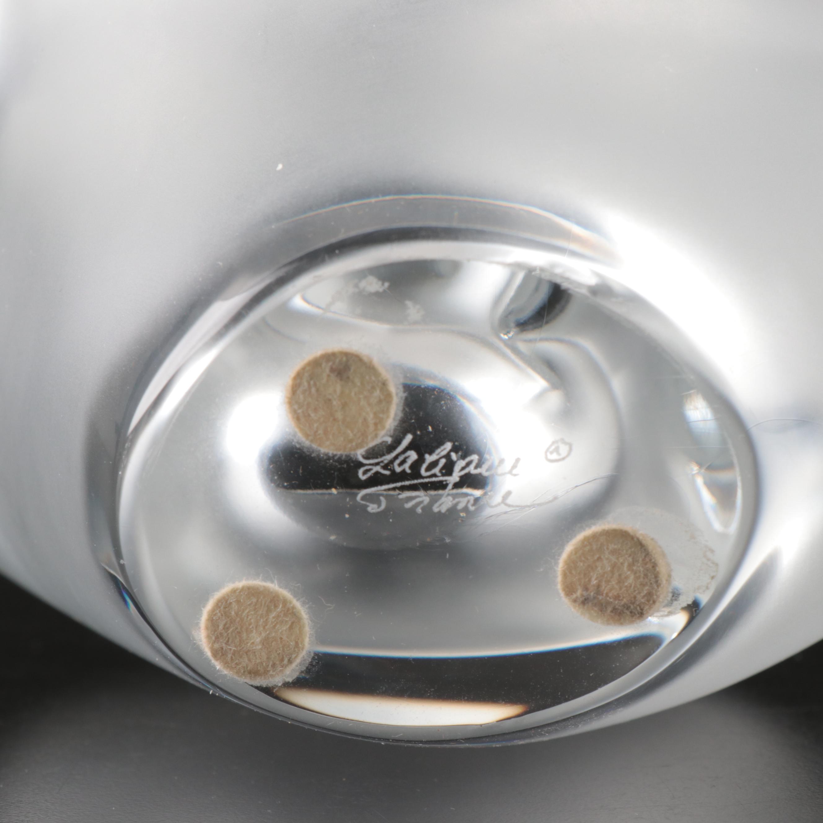 Lalique "Sylvie" Frosted Crystal Vase with Flower Frog