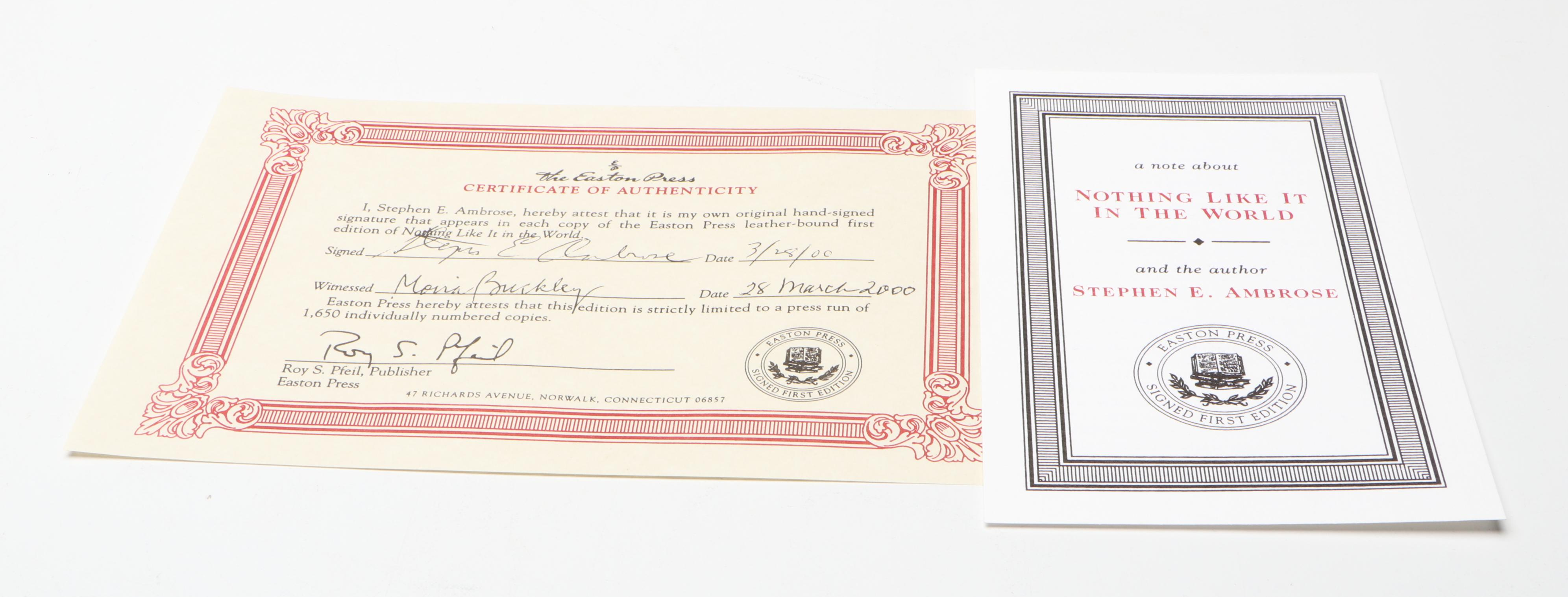 Signed First Edition "Nothing Like It in the World" by Stephen E. Ambrose, 2000