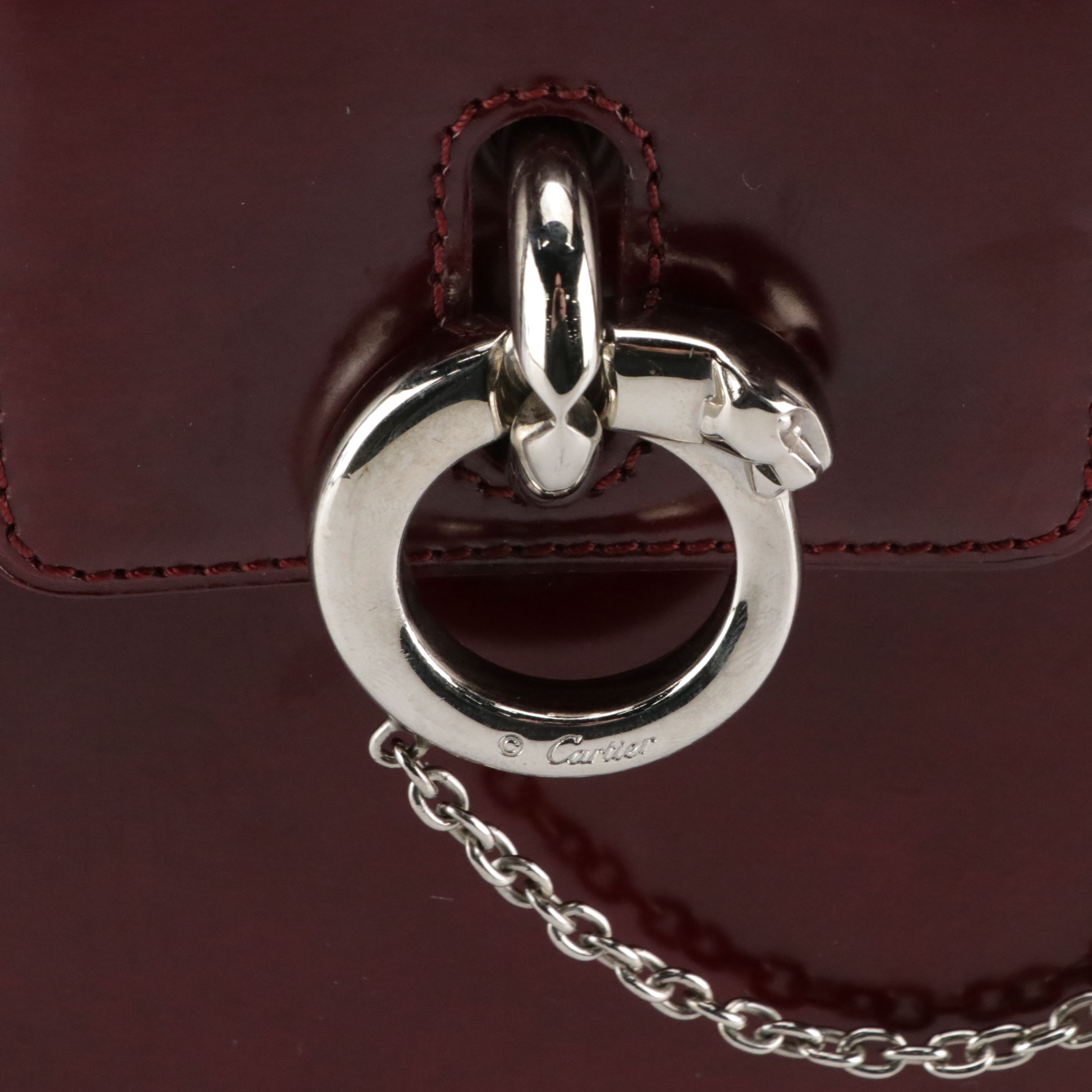 Cartier Panthère Top Handle Box Bag in Burgundy Patent Leather
