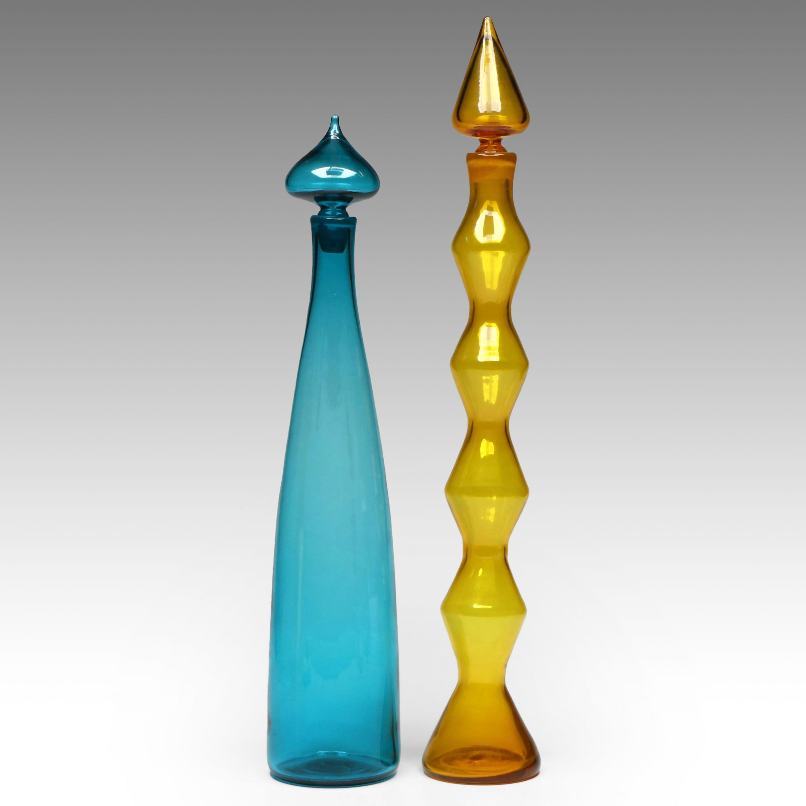 Blenko Mid Century Modern Style Glass Decanters, 1958-1961