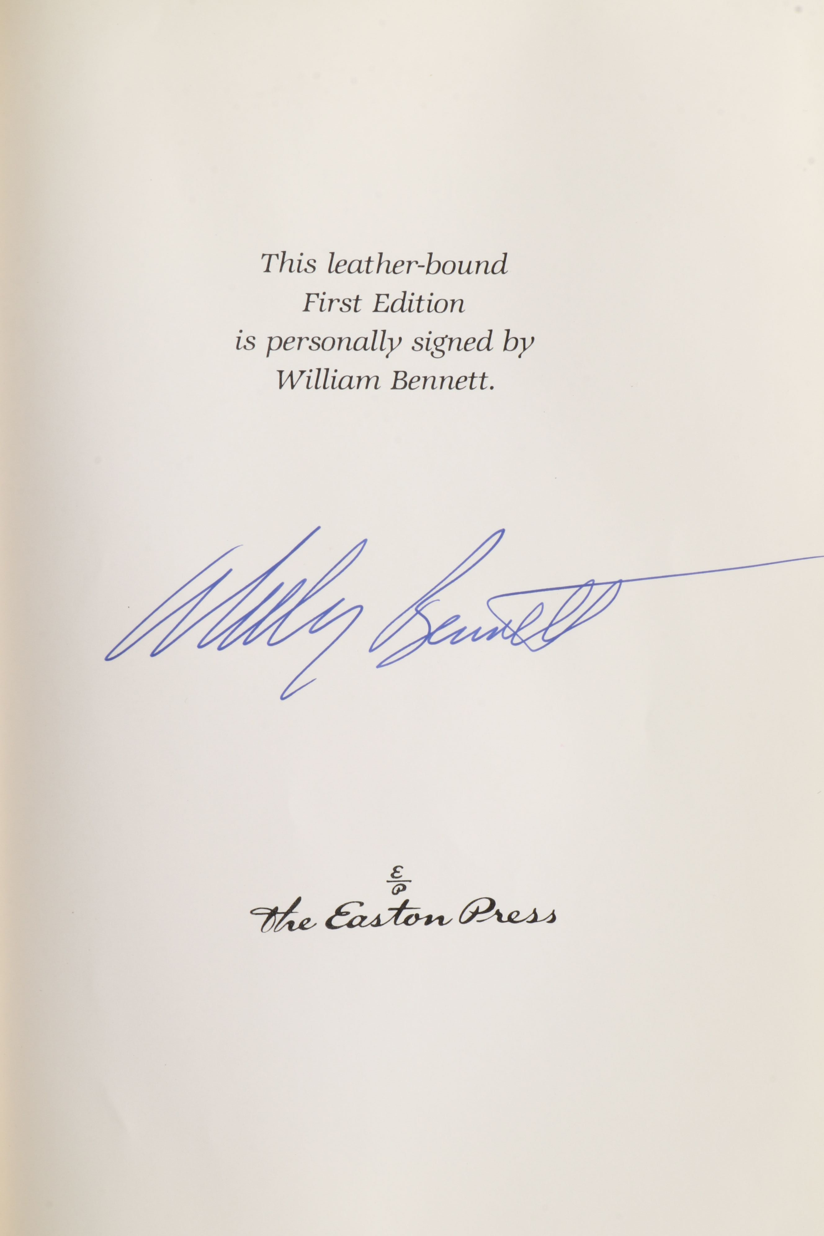 Signed First Edition "The Book of Virtues" and "The Moral Compass" by W. Bennett