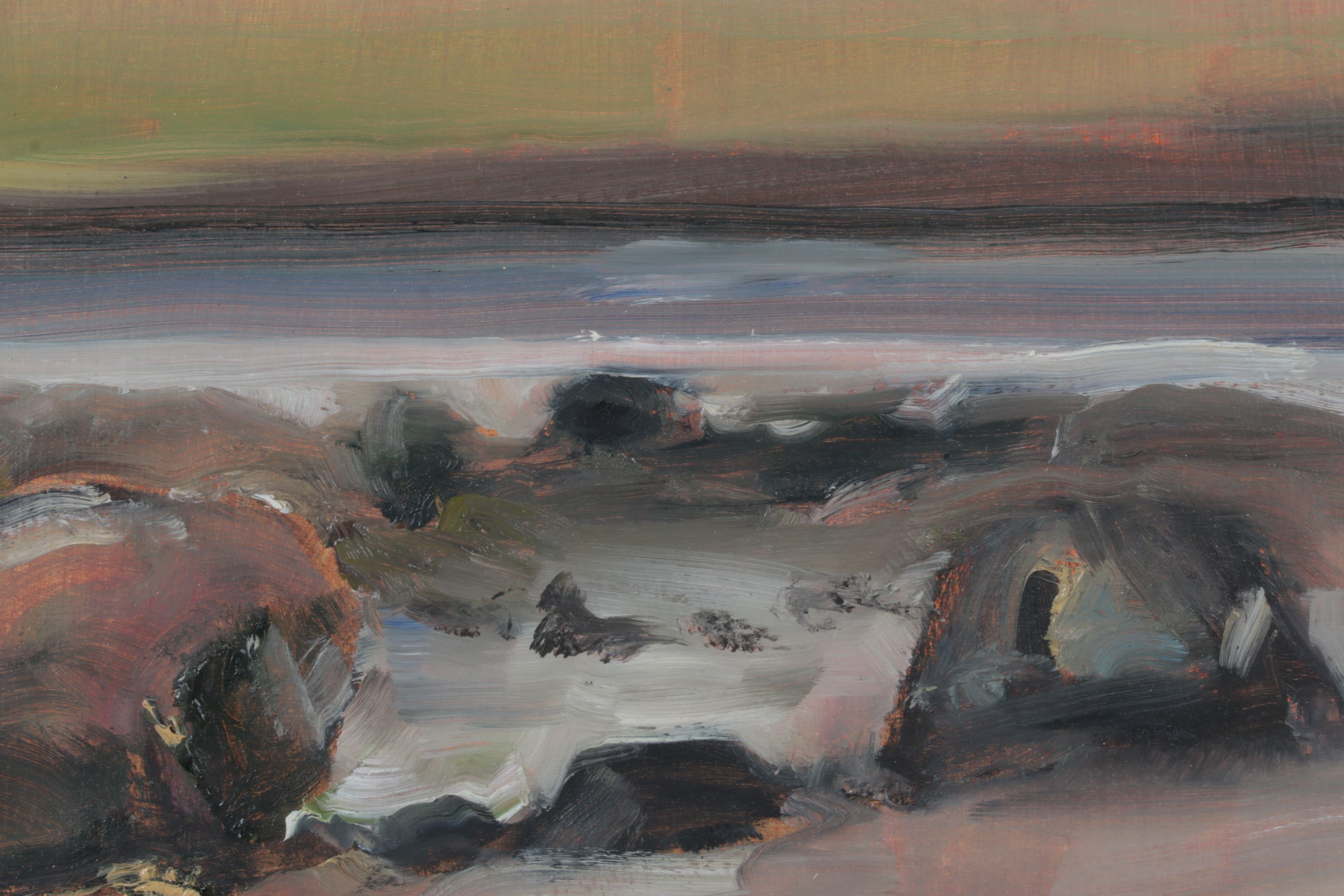 Peter Schroth Oil Painting "Seashore, Pink Light", 1999