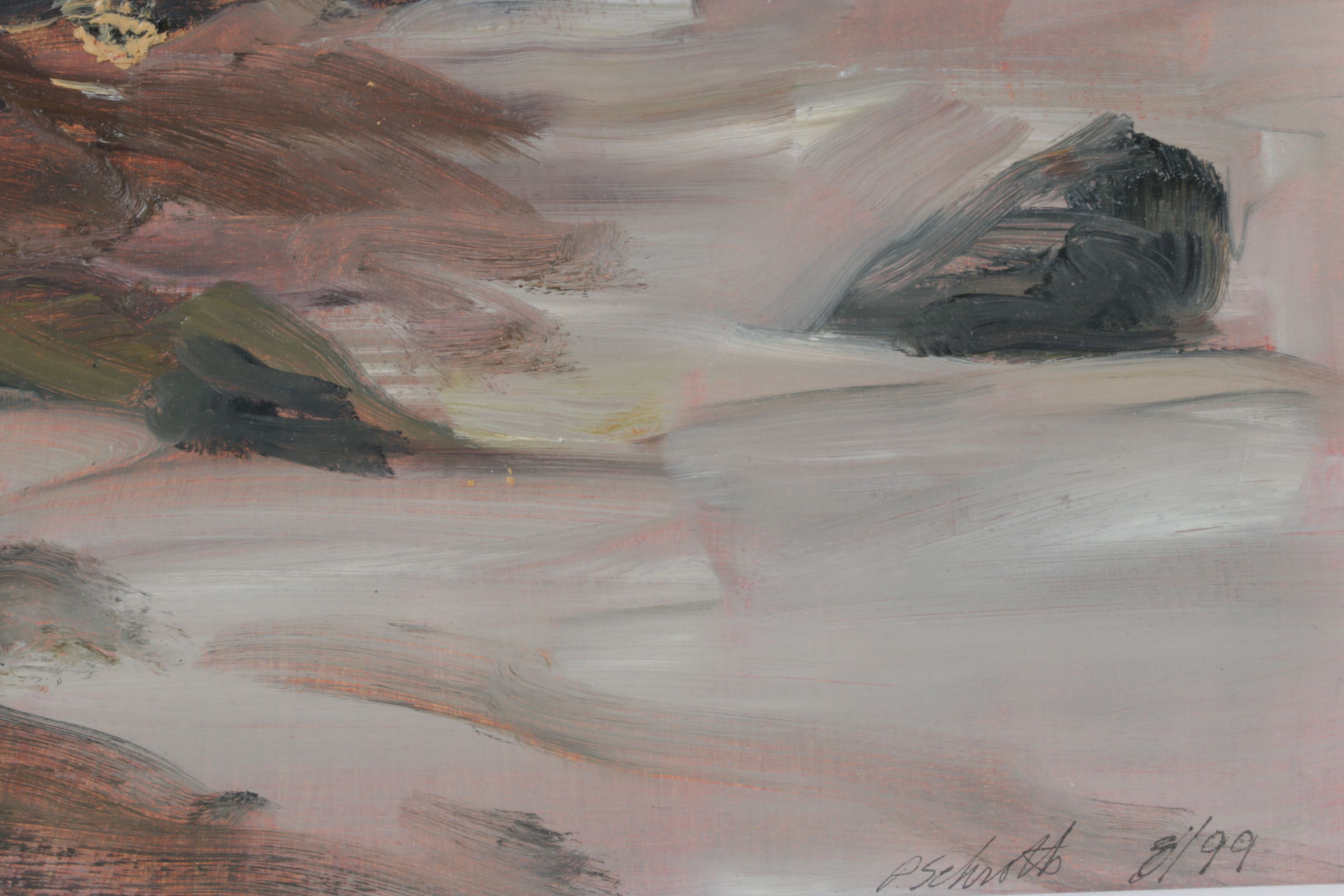 Peter Schroth Oil Painting "Seashore, Pink Light", 1999