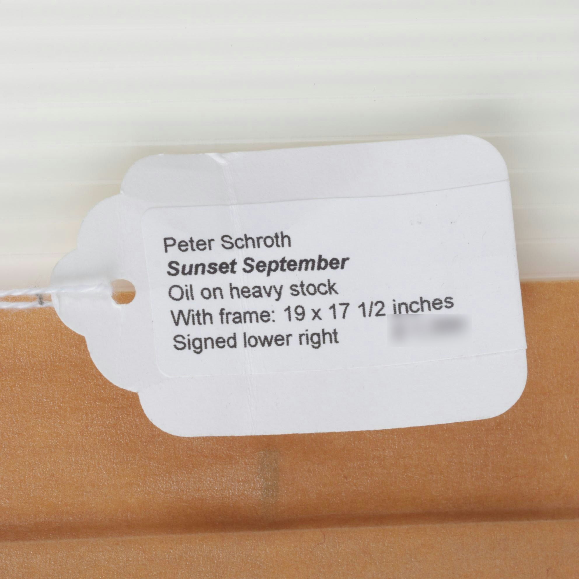 Peter Schroth Oil Painting "Sunset September", 2001