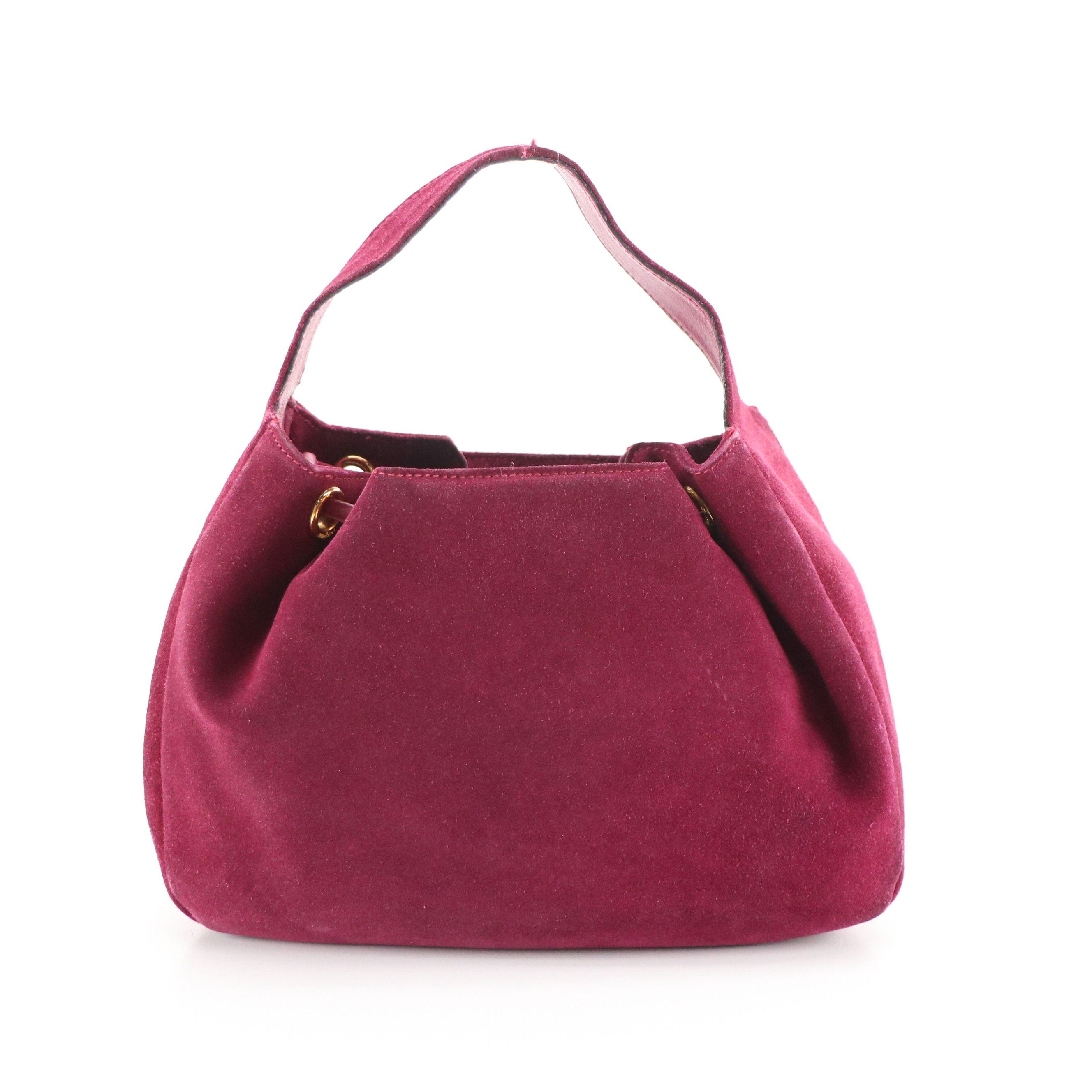 Salvatore Ferragamo Suede and Leather Drawstring Handbag with Tassel