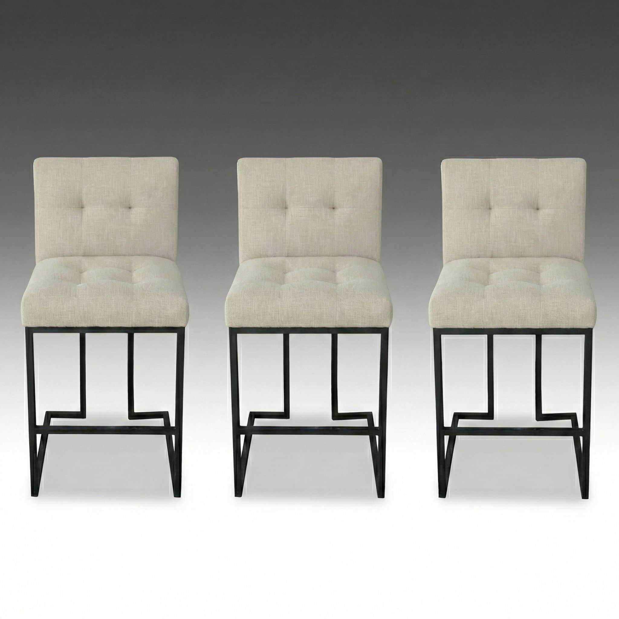 * Set of Three Modway Upholstered Stools with Cantilever Iron Frame