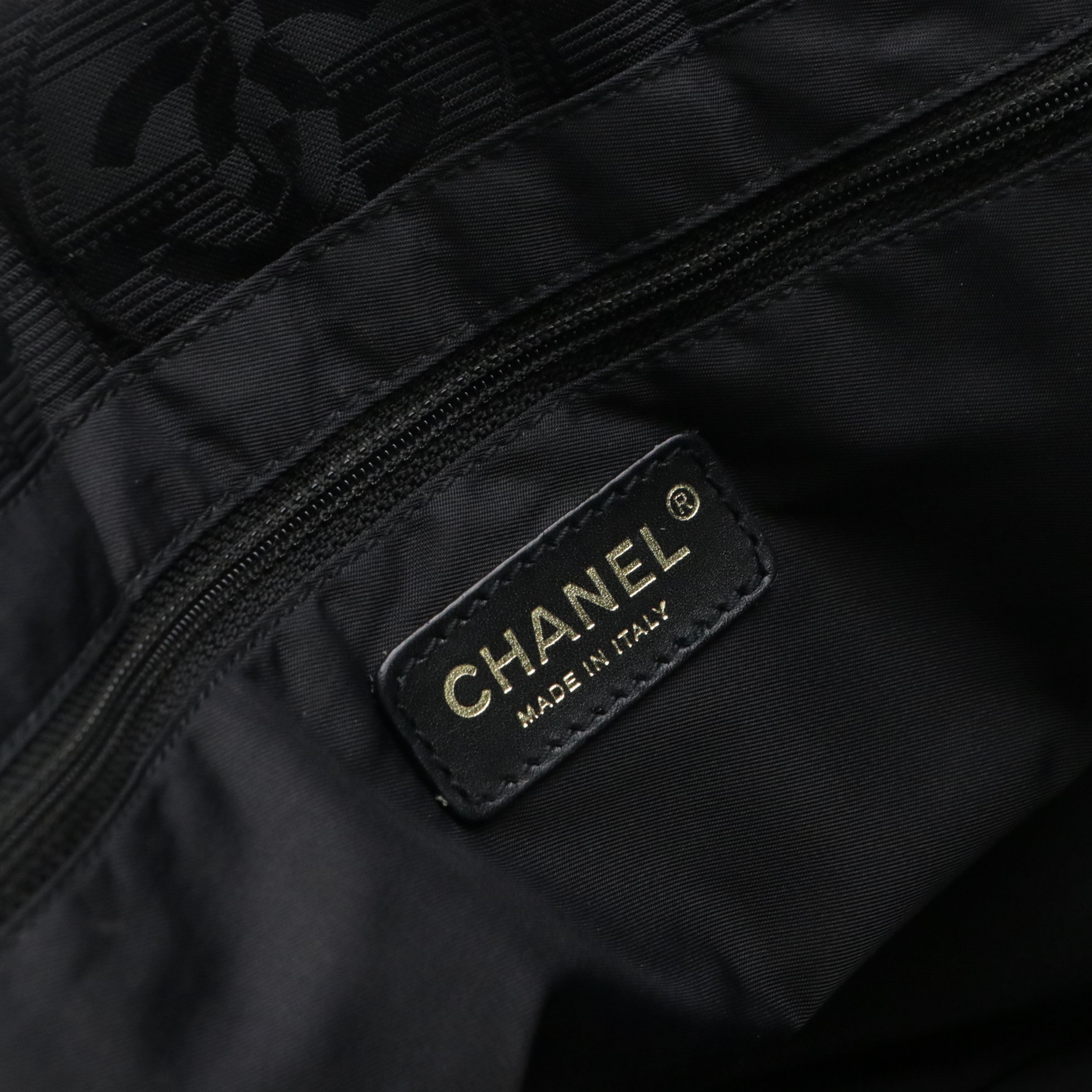 Chanel Travel Ligne Tote in CC Black Nylon Jacquard Canvas and Leather