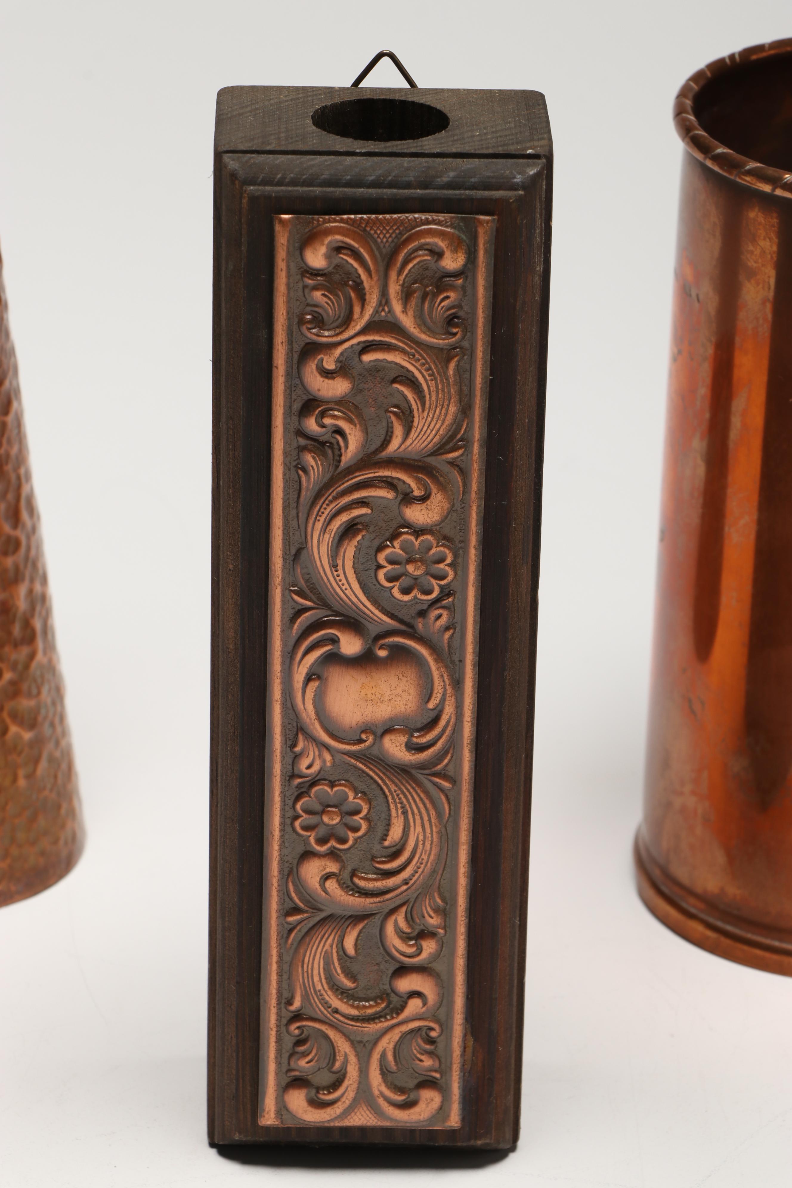 Norwegian and Other Copper Vases, Planters and Wind Chime