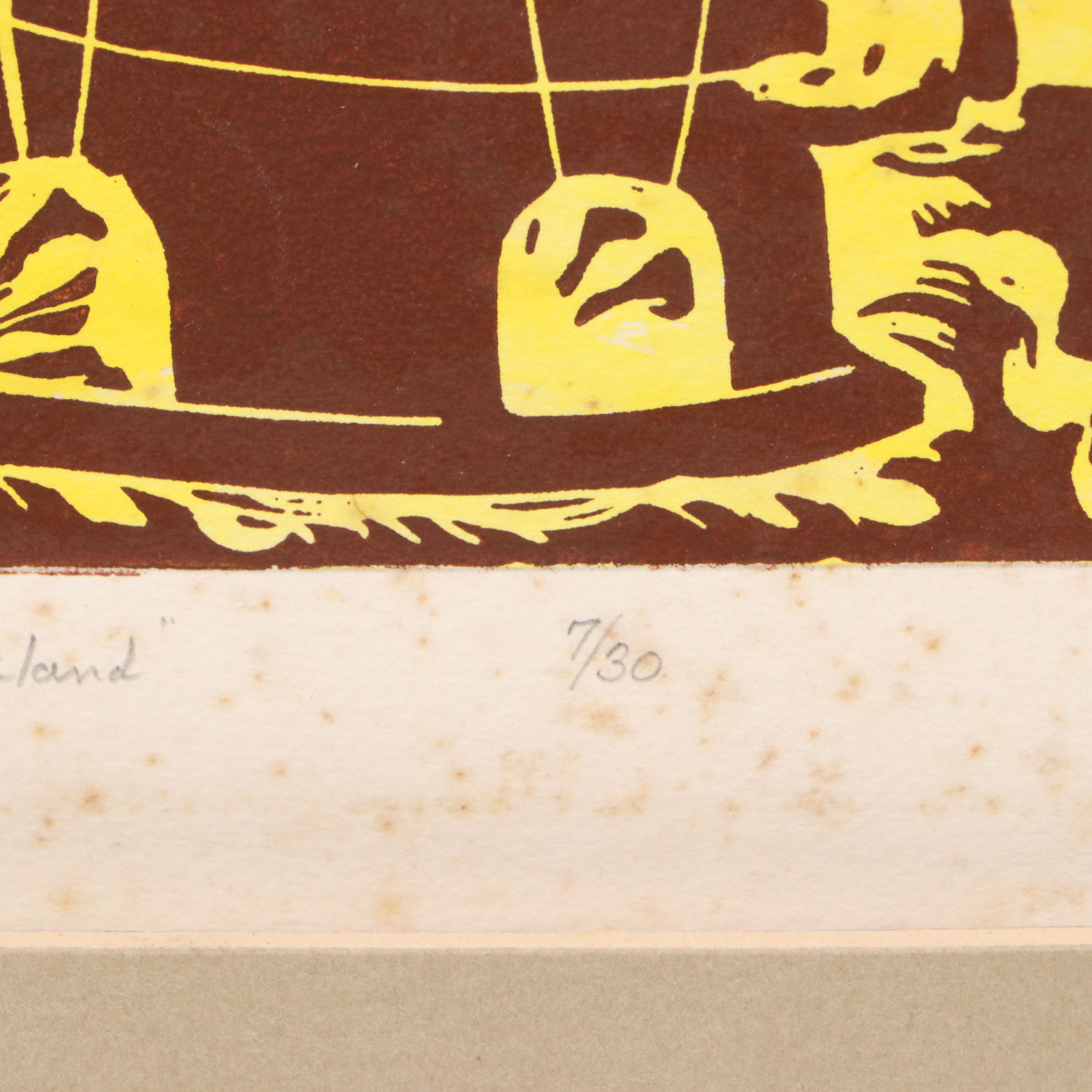 Herb Kawainui Kane Lithograph "Kane Creates the Big Island," 1980