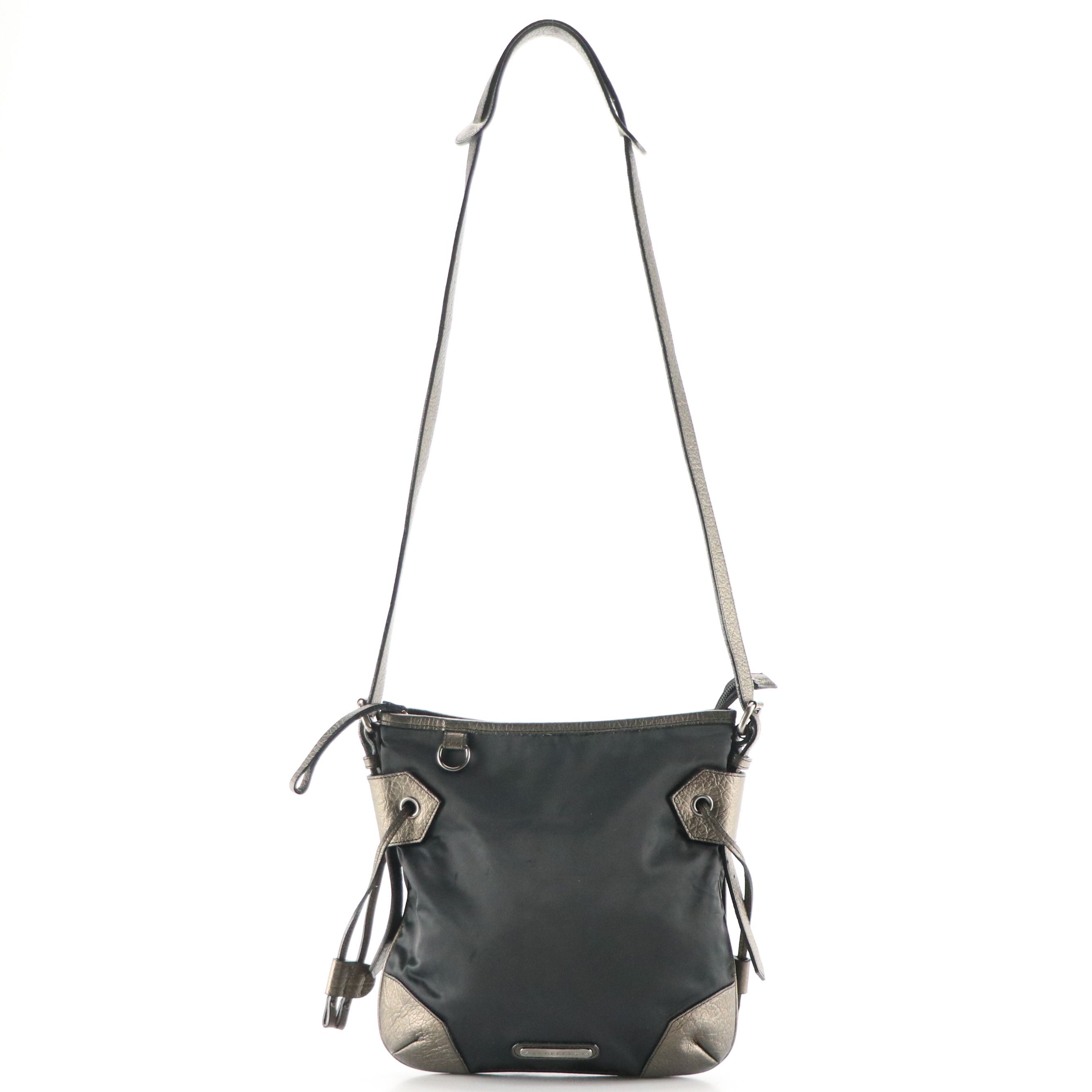 Burberry Satin and Grain Metallic Leather Shoulder Bag