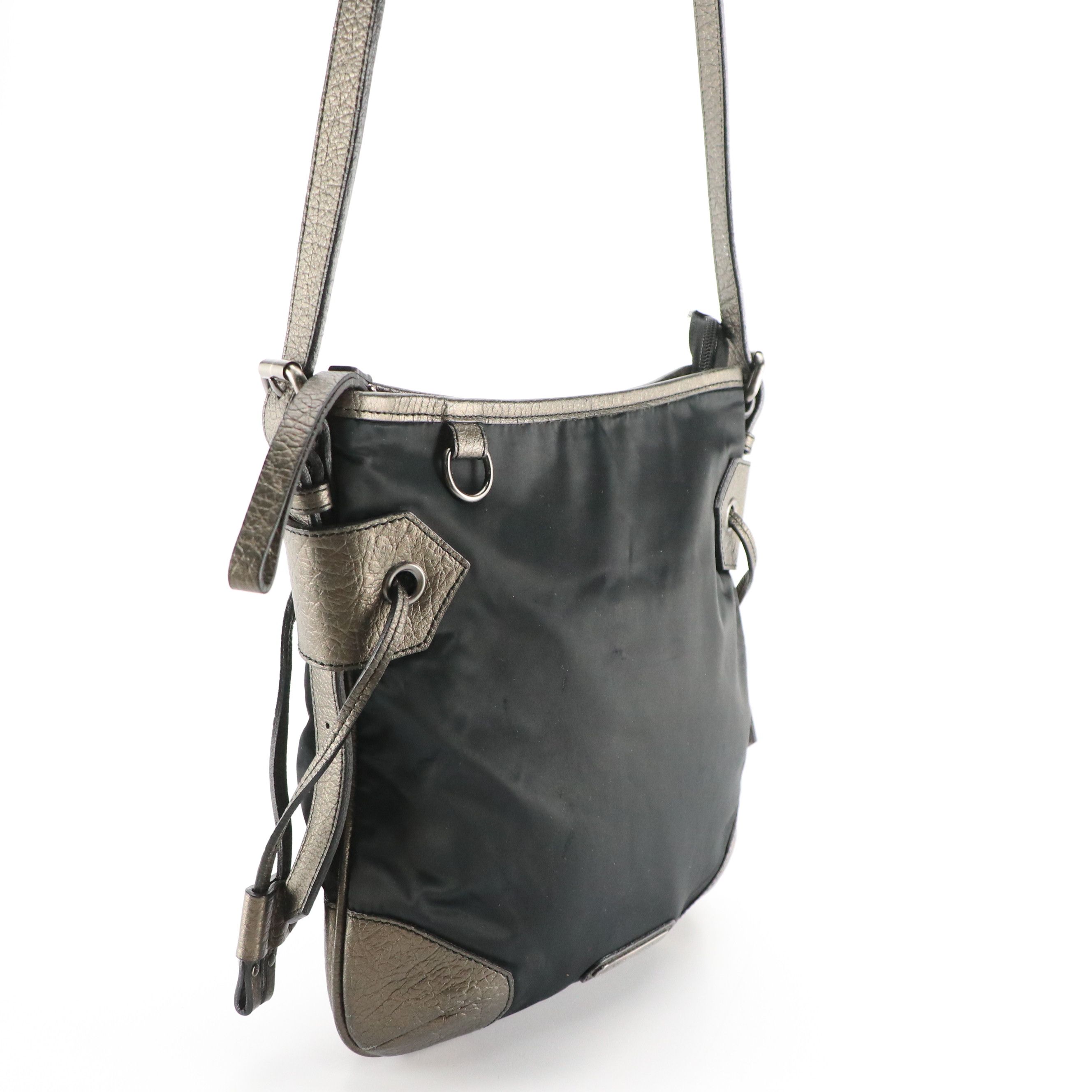Burberry Satin and Grain Metallic Leather Shoulder Bag
