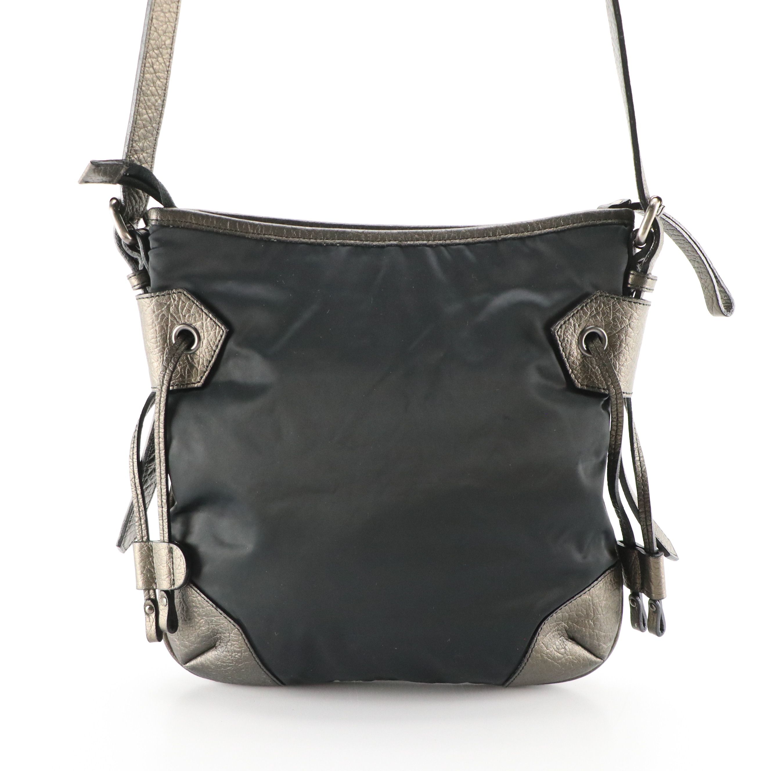 Burberry Satin and Grain Metallic Leather Shoulder Bag