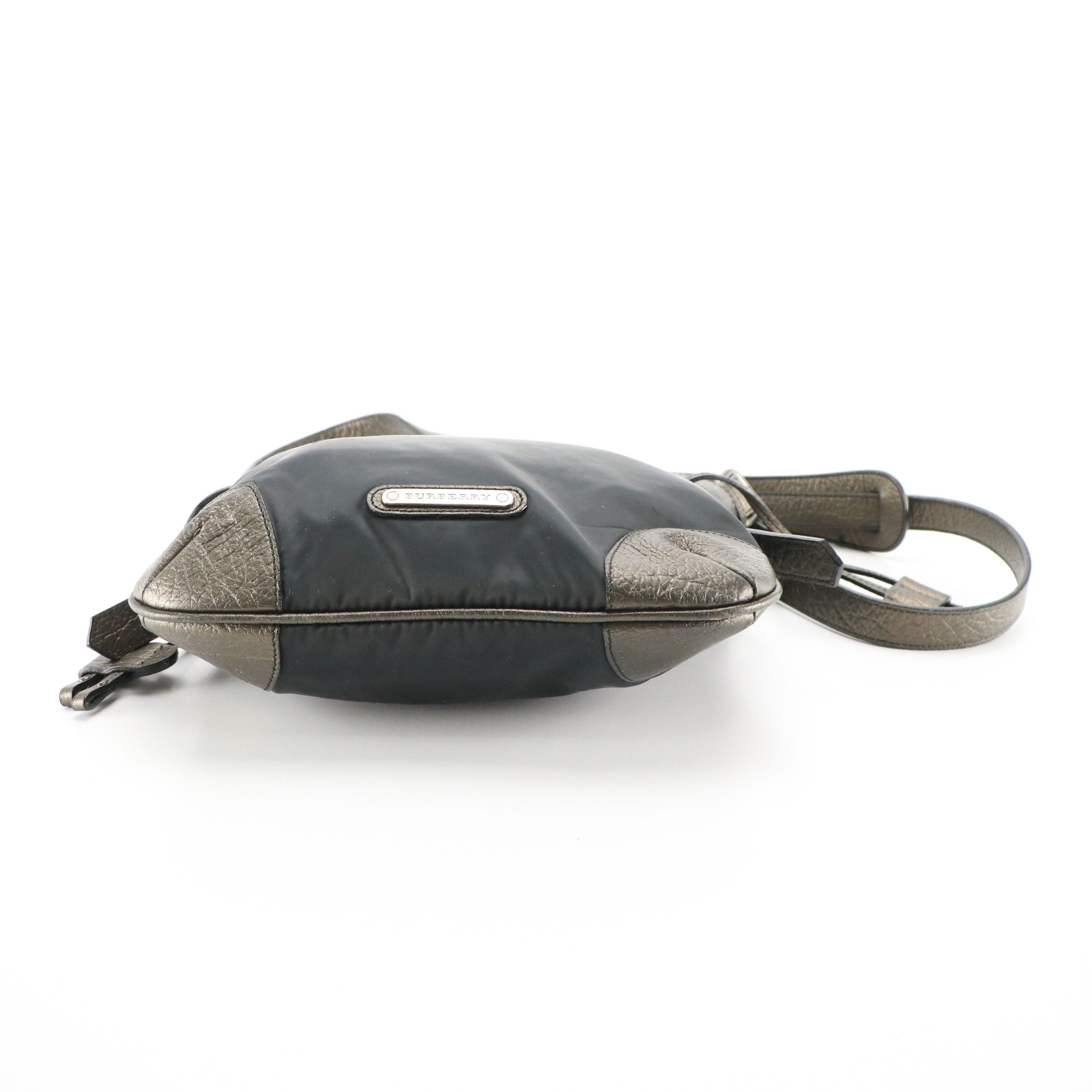 Burberry Satin and Grain Metallic Leather Shoulder Bag