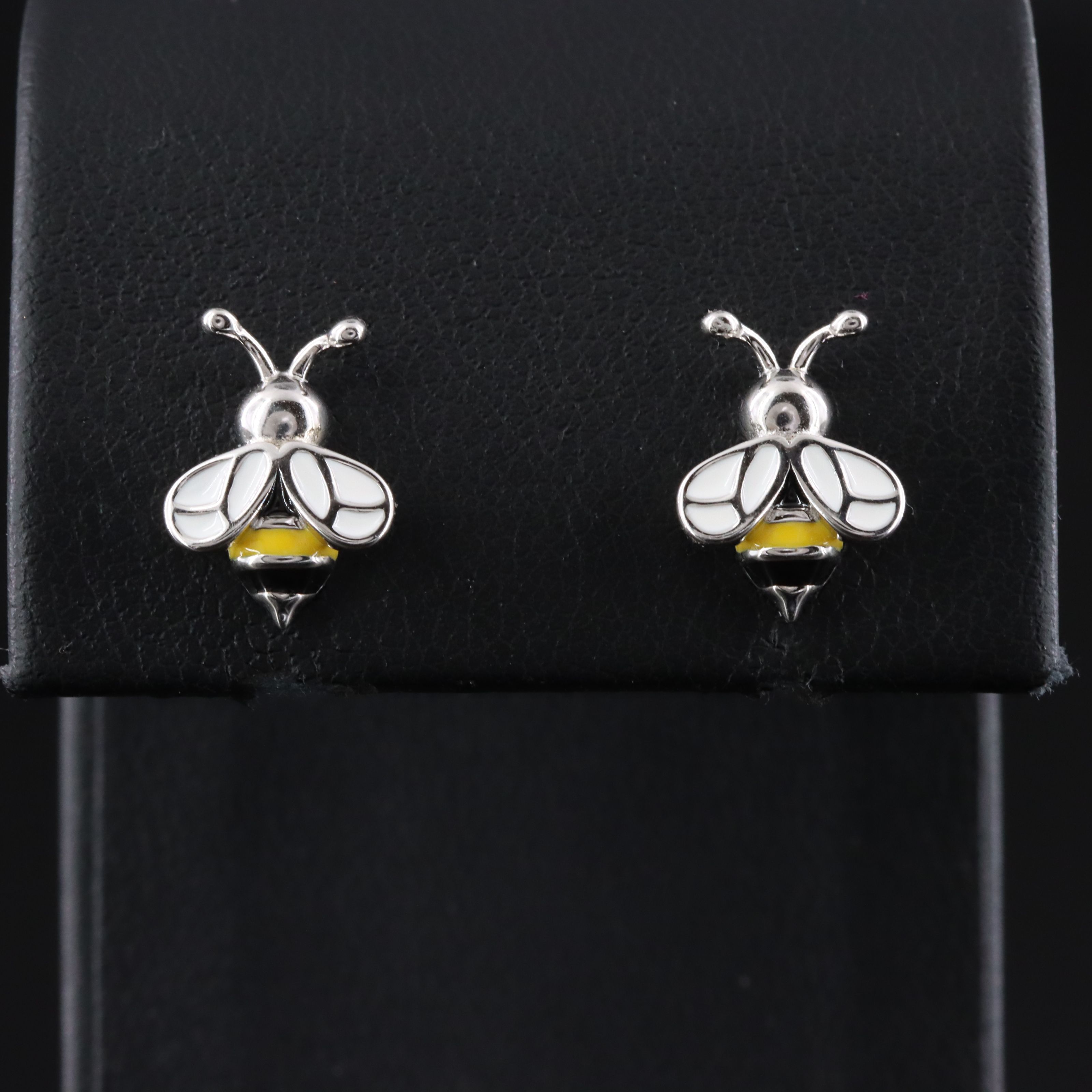 Sterling Enamel Bee Earrings