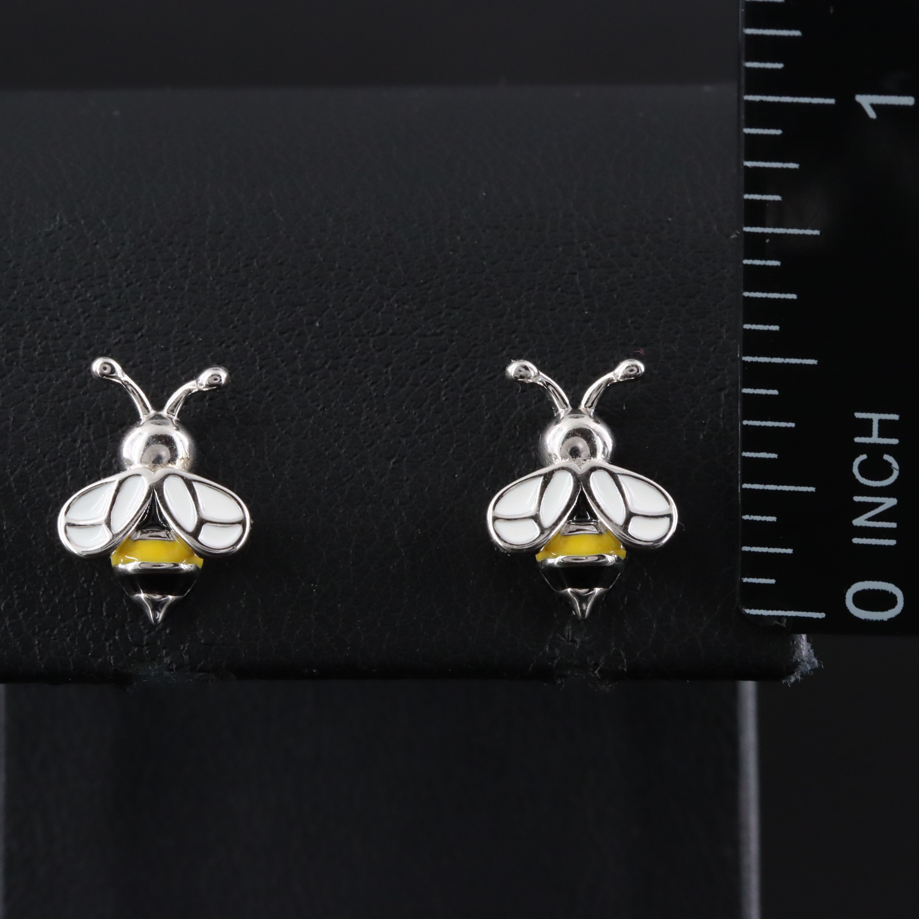 Sterling Enamel Bee Earrings