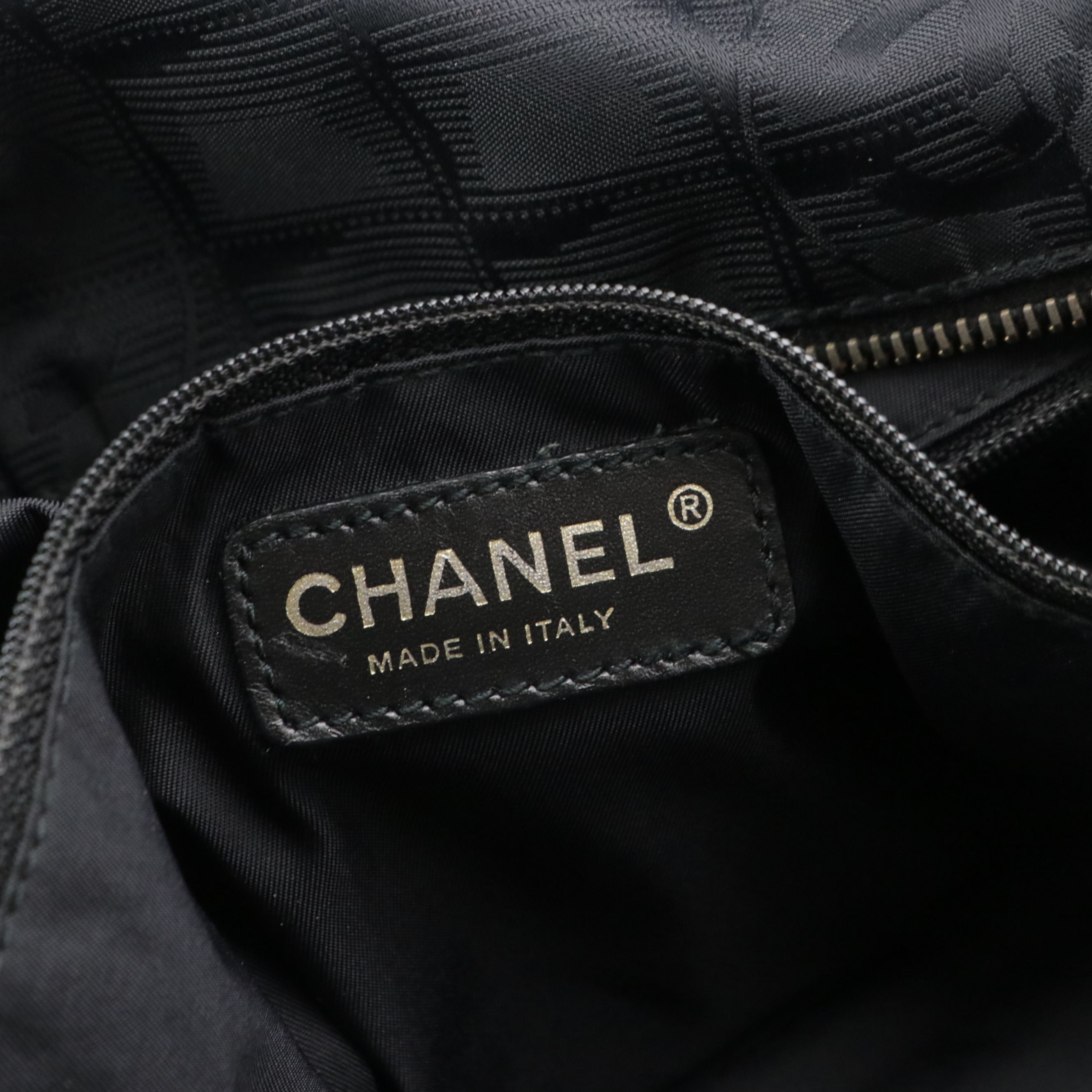 Chanel Large Travel Ligne Zip Tote in Black Nylon Jacquard and Leather Trim