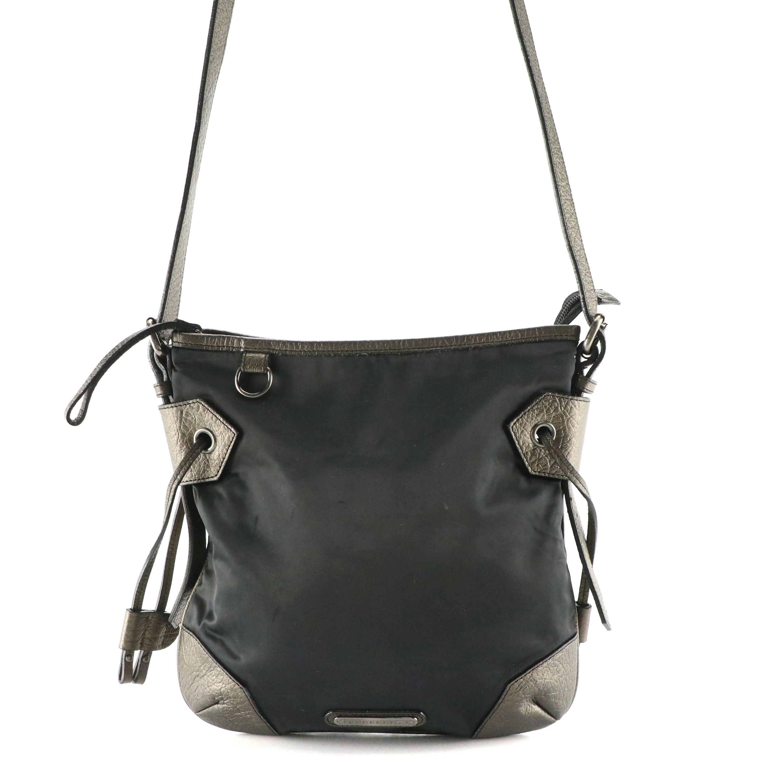 Burberry Satin and Grain Metallic Leather Shoulder Bag