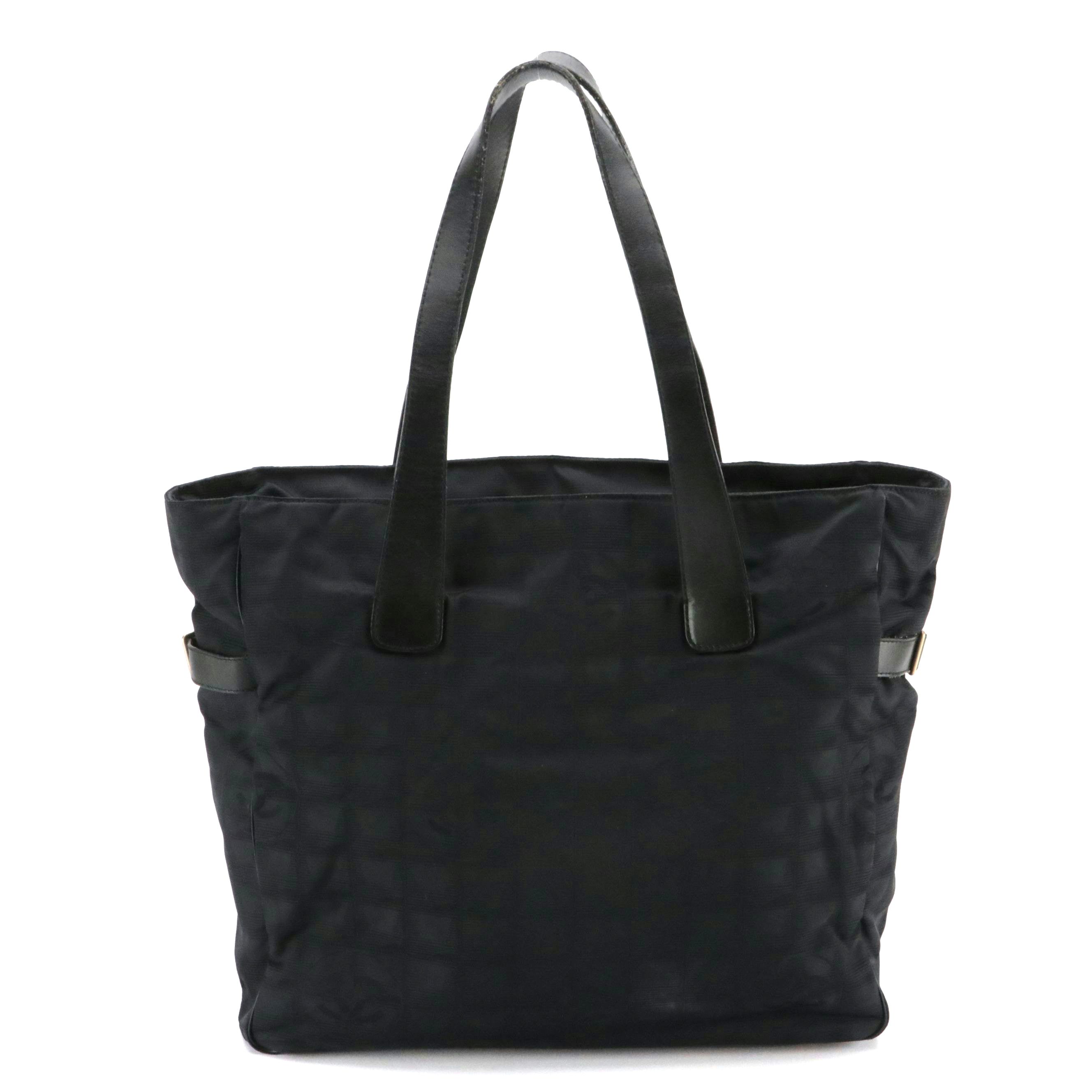 Chanel Large Travel Ligne Zip Tote in Black Nylon Jacquard and Leather Trim