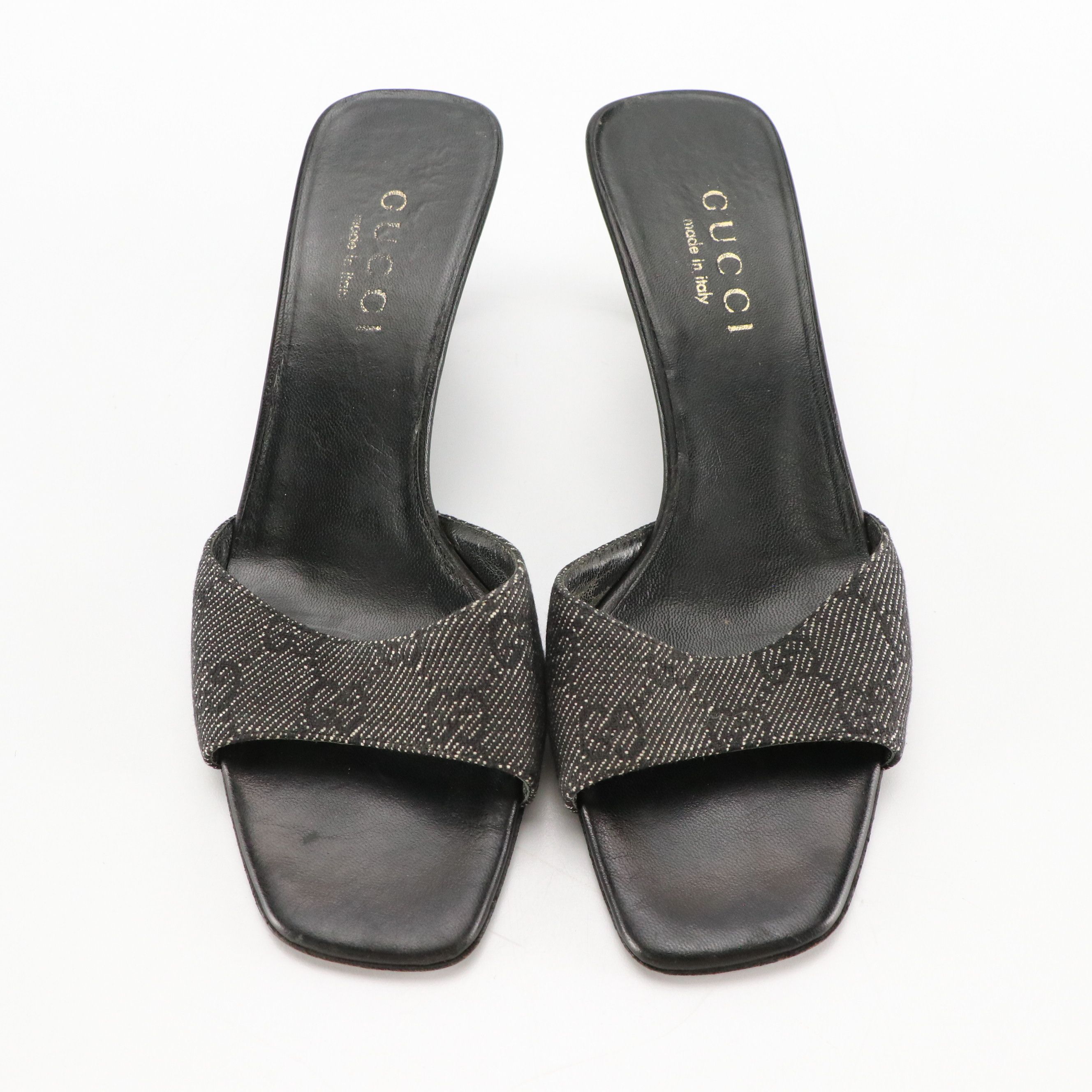 Gucci GG Jacquard and Leather Slide Sandals