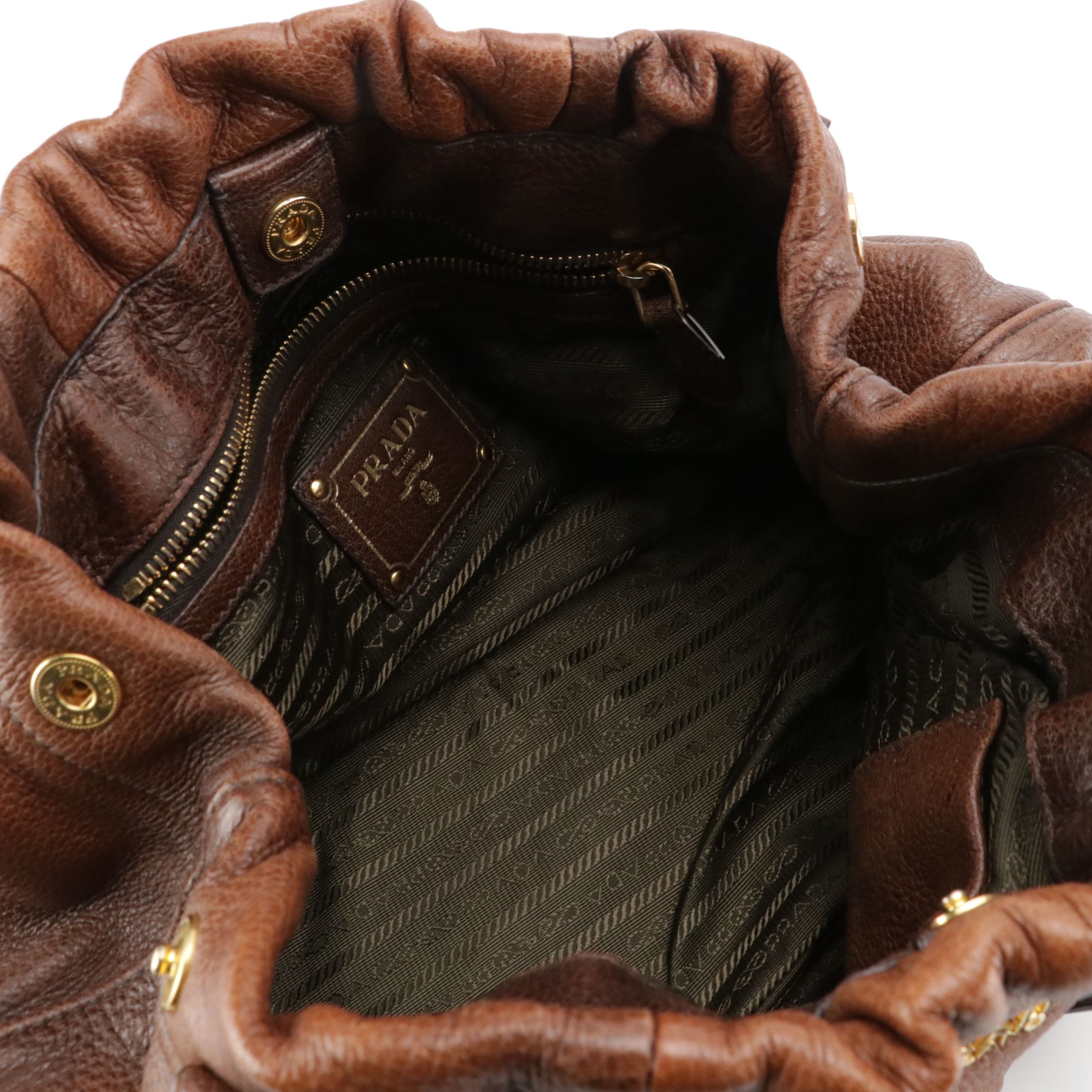 Prada Cervo Antik Deerskin Leather Two-Way Bag in Ombré Hazelnut Brown