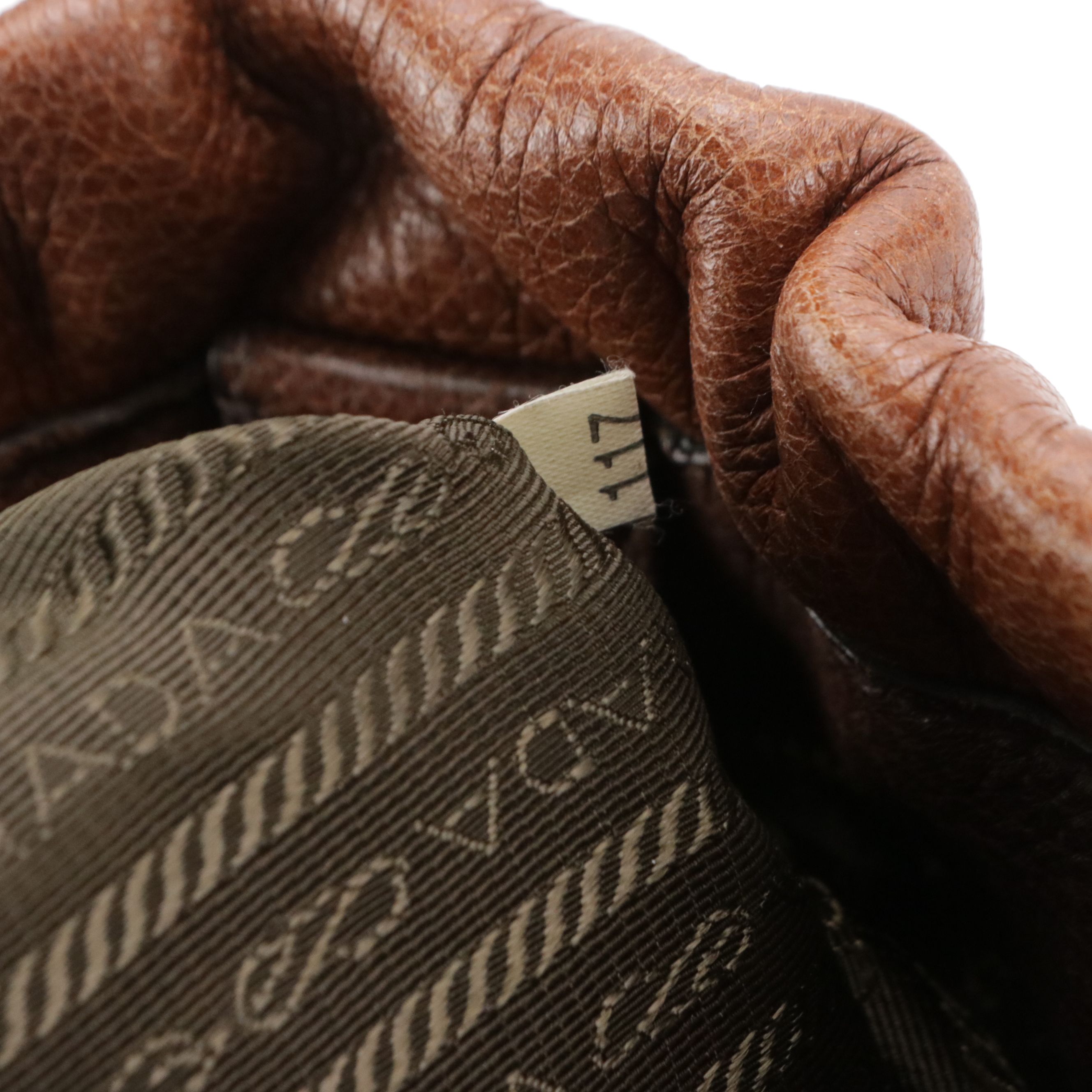 Prada Cervo Antik Deerskin Leather Two-Way Bag in Ombré Hazelnut Brown