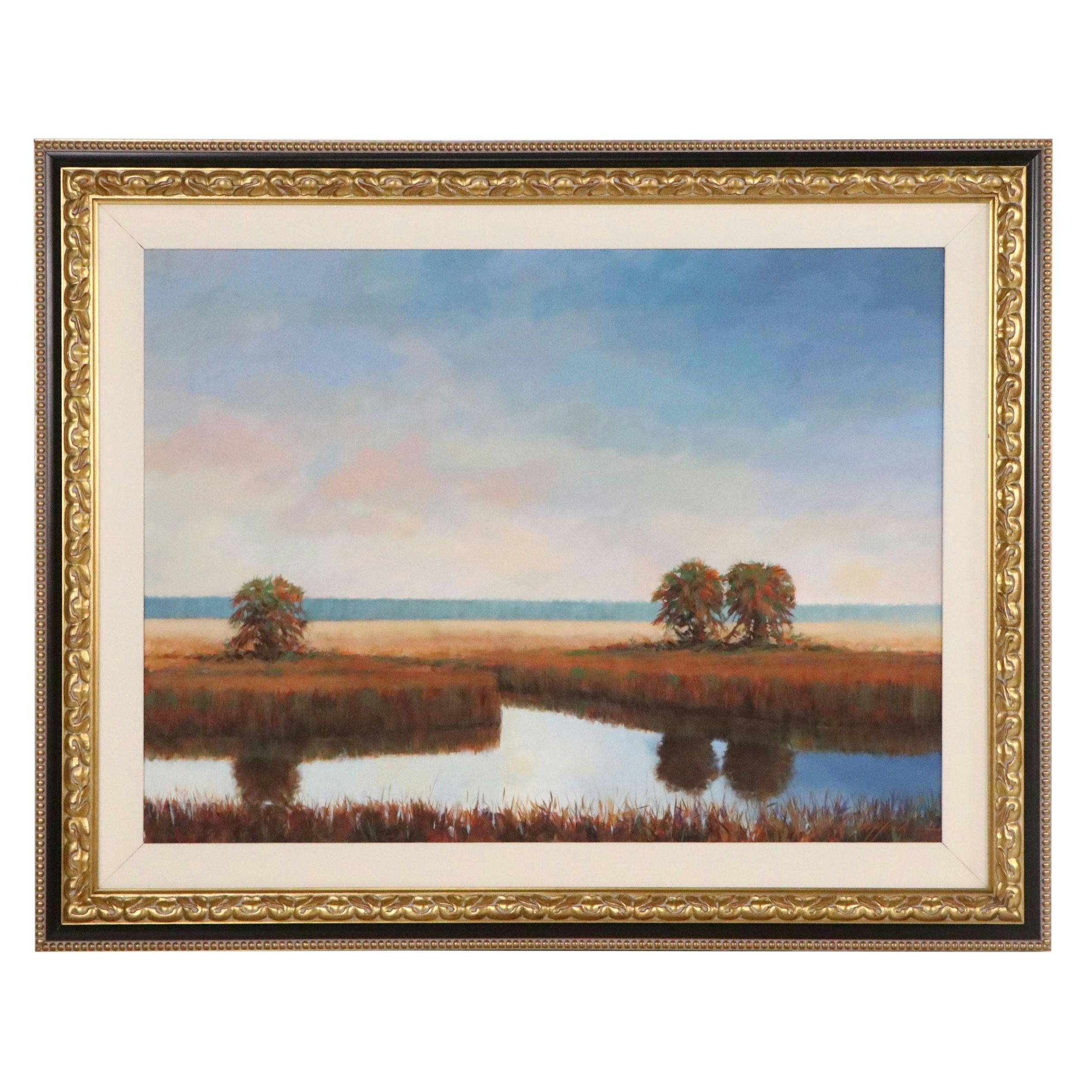 Large-Scale Florida Marsh Landscape Oil Painting