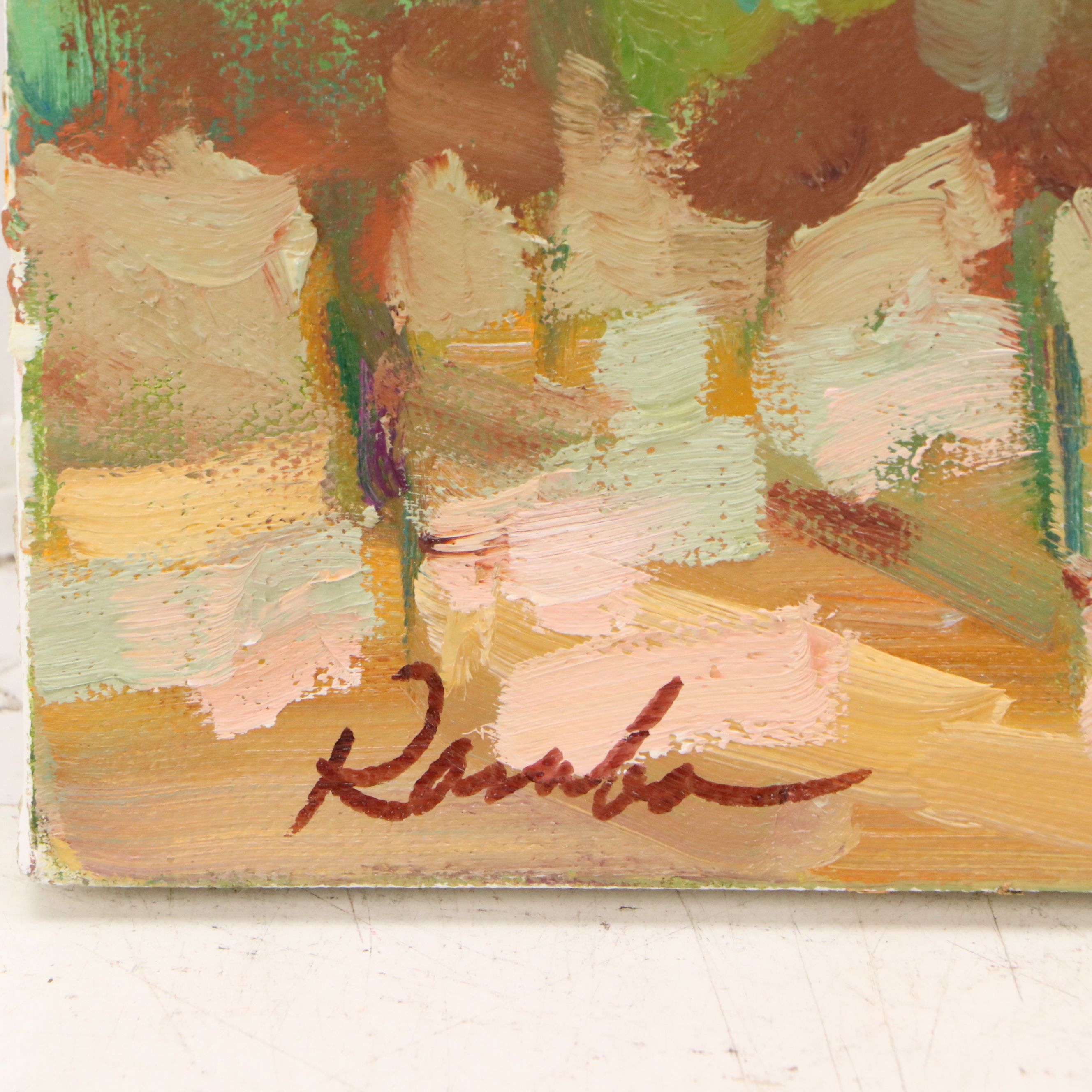 Sally Rosenbaum Impressionistic Oil Painting of Vineyard, 21st Century