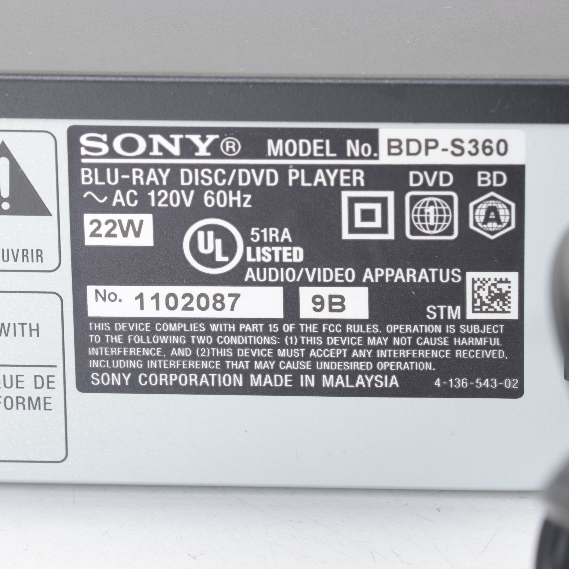 Sony 5-Disc CD Changer and Blu-Ray Player