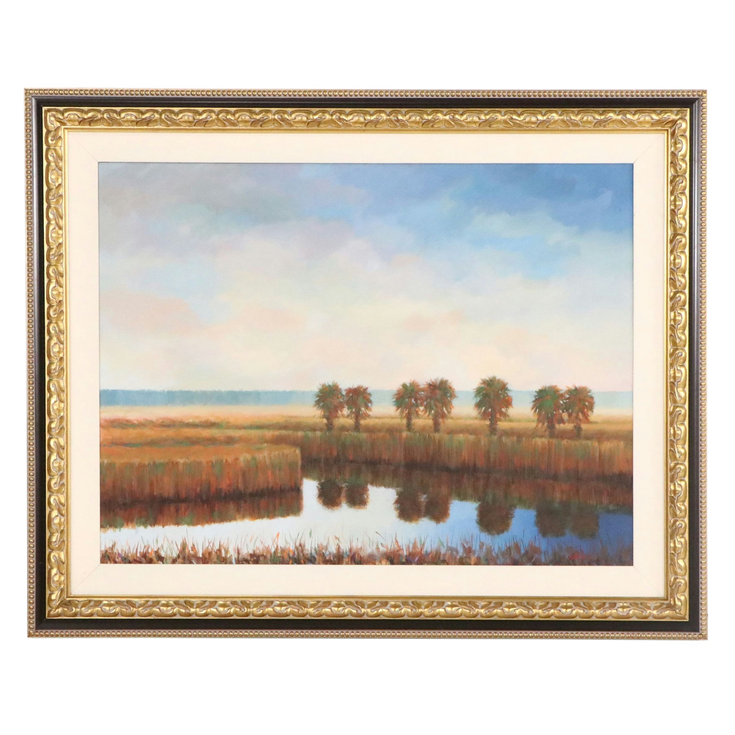 Large-Scale Florida Marsh Landscape Oil Painting