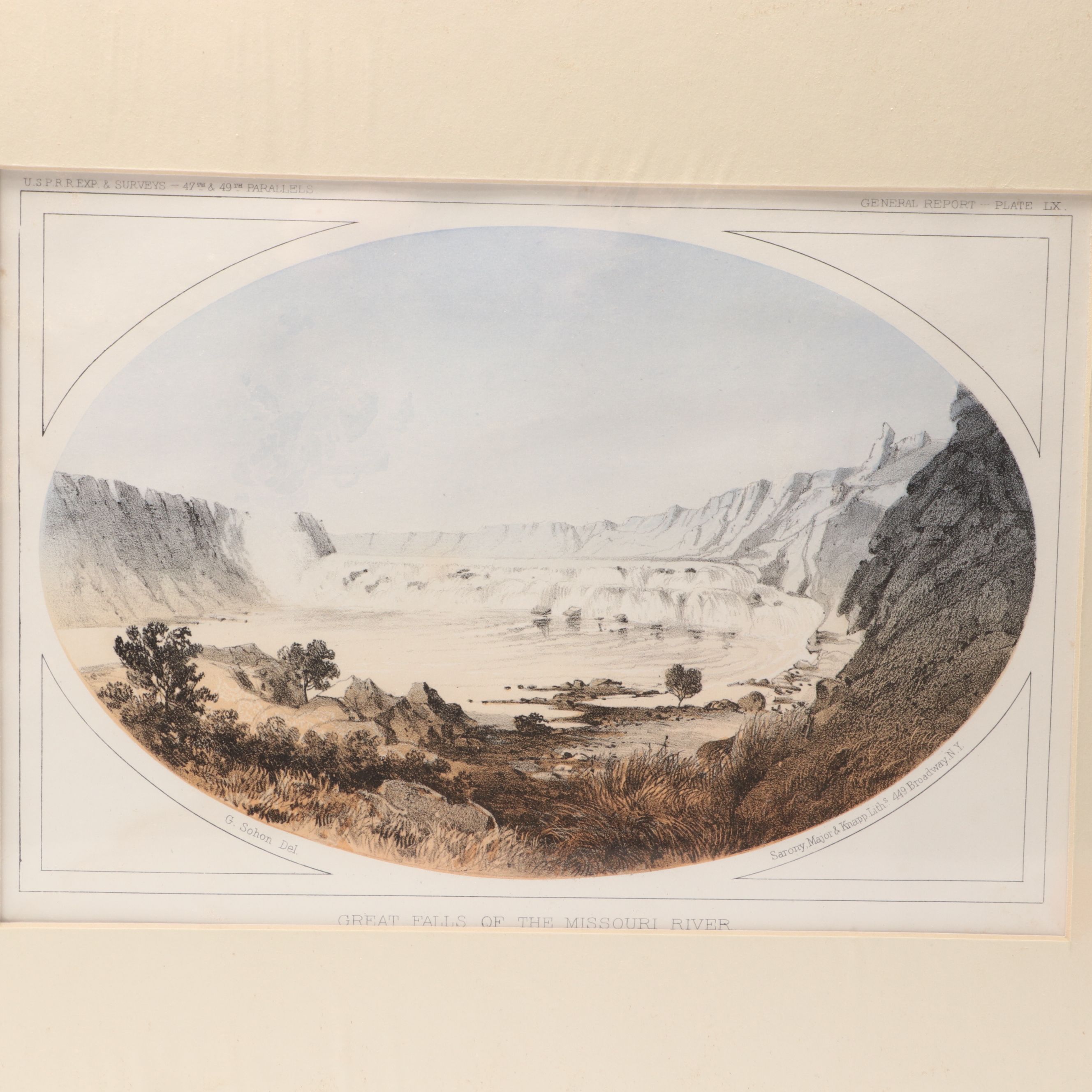 Hand-Colored Lithograph After Gustavus Sohon with Art Prints and Engraving