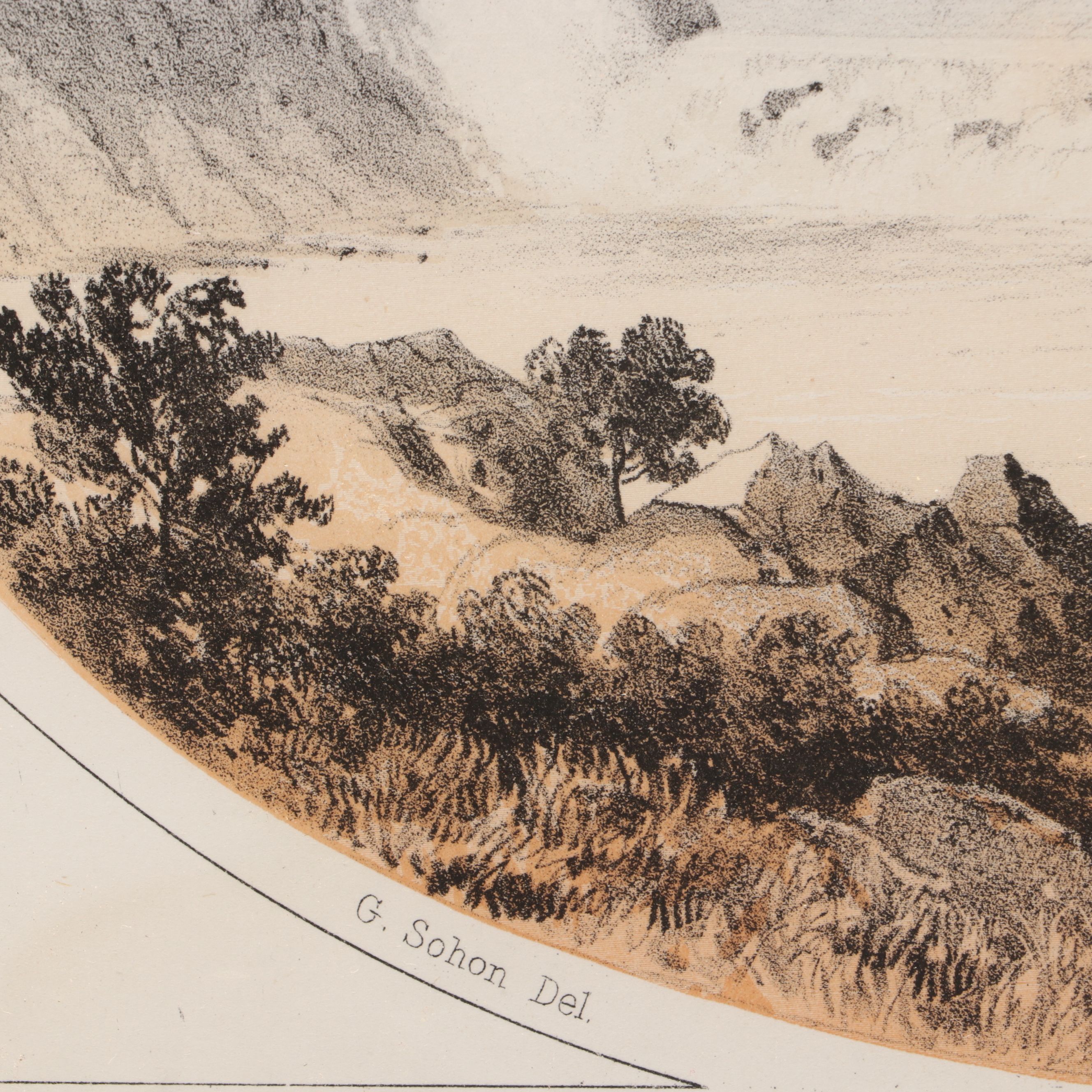 Hand-Colored Lithograph After Gustavus Sohon with Art Prints and Engraving