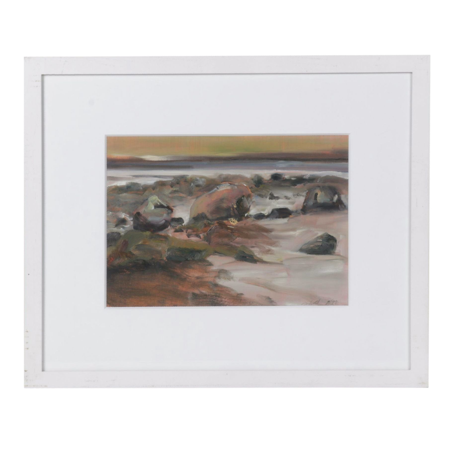 Peter Schroth Oil Painting "Seashore, Pink Light", 1999