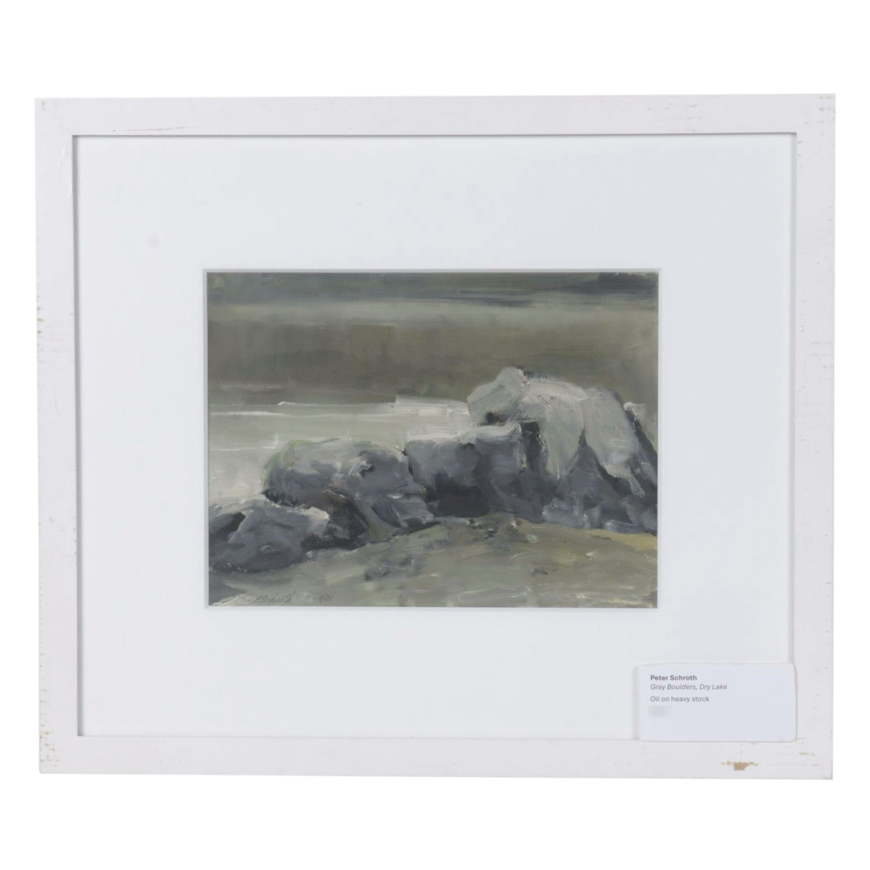 Peter Schroth Oil Painting "Gray Boulders, Dry Lake", 2001